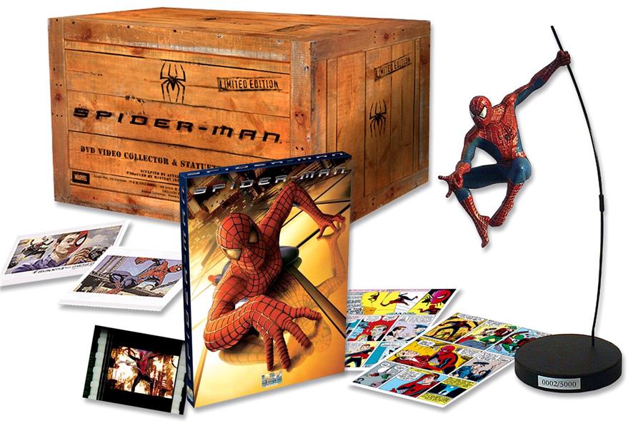 Coffret bois pyrogravé Spider-Man Scellé 5000 ex monde /Statuette+ DVD+pellicule