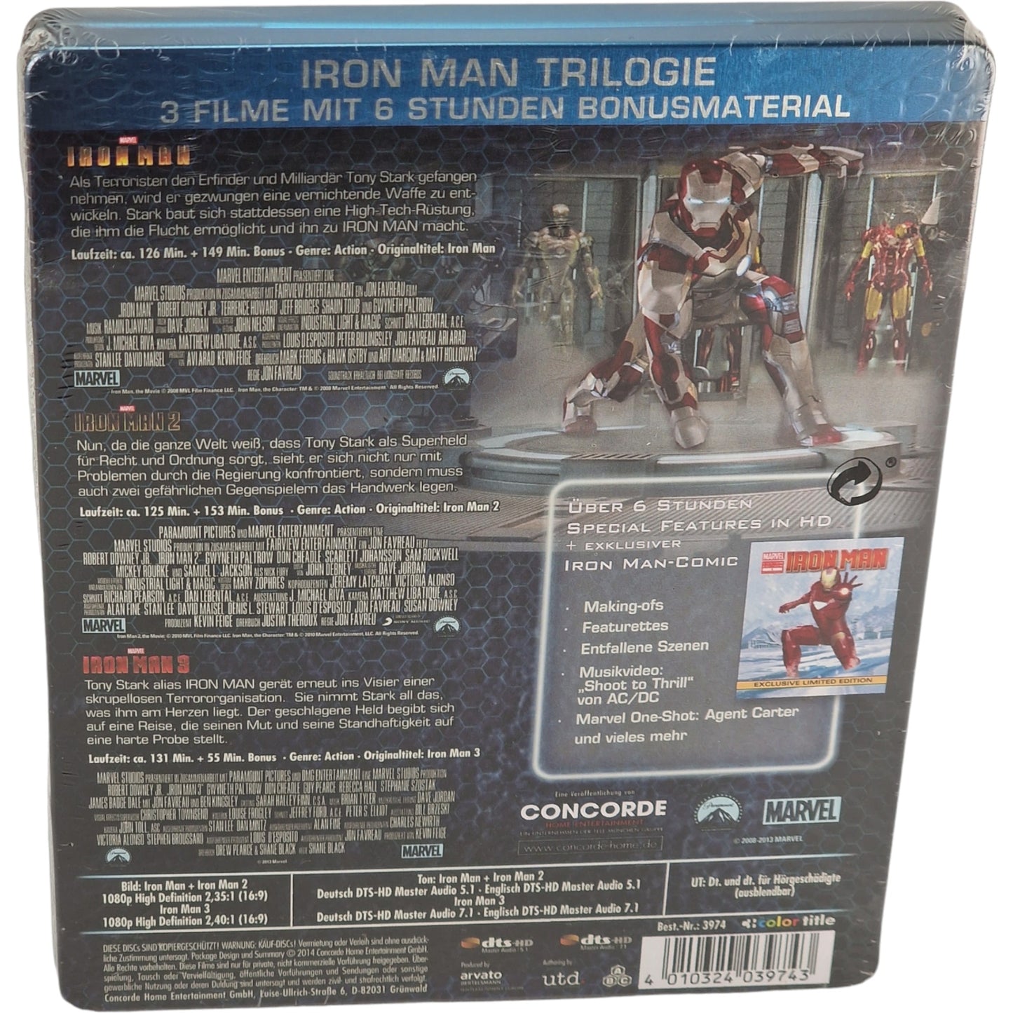 Iron Man 1.2.3  Trilogie Blu-ray SteelBook Edition Collector Limitée 2014 Libre