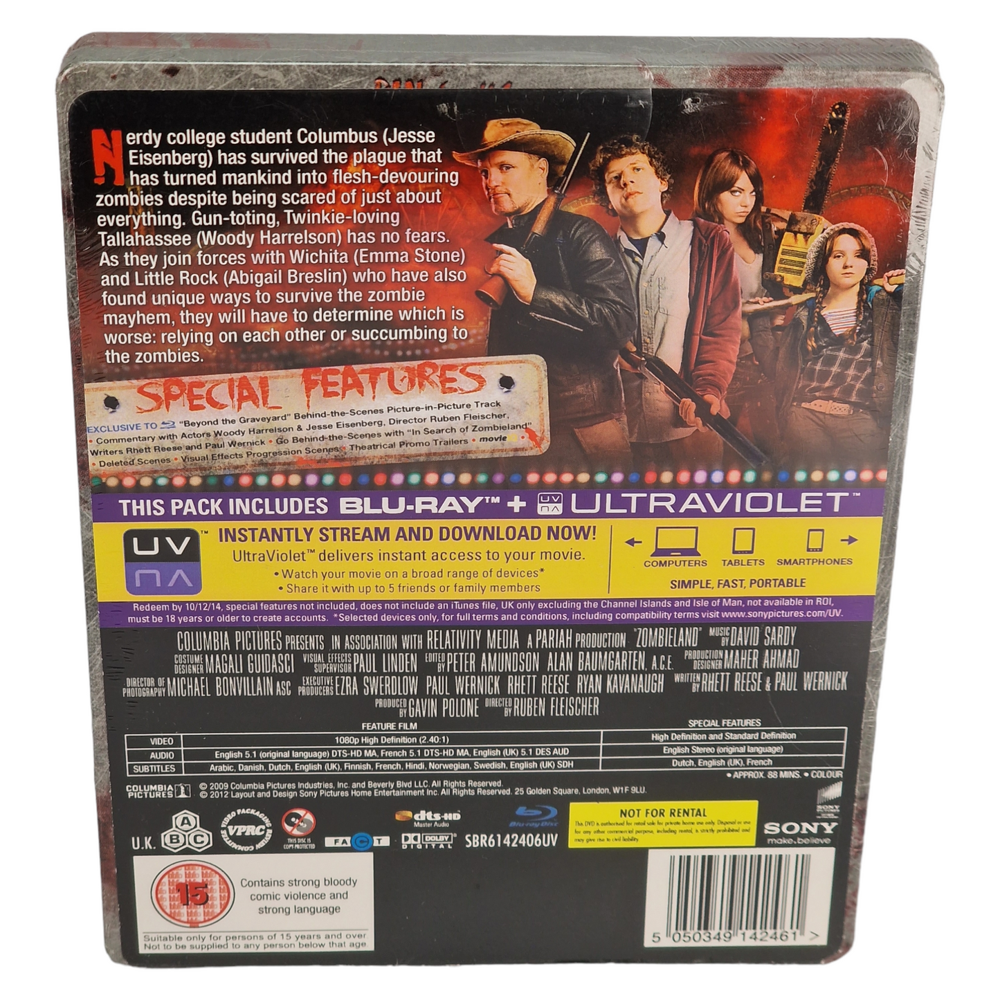 Zombieland : SteelBook Blu-ray Jesse Eisenberg Emma Stone Limitée 2015 Libre