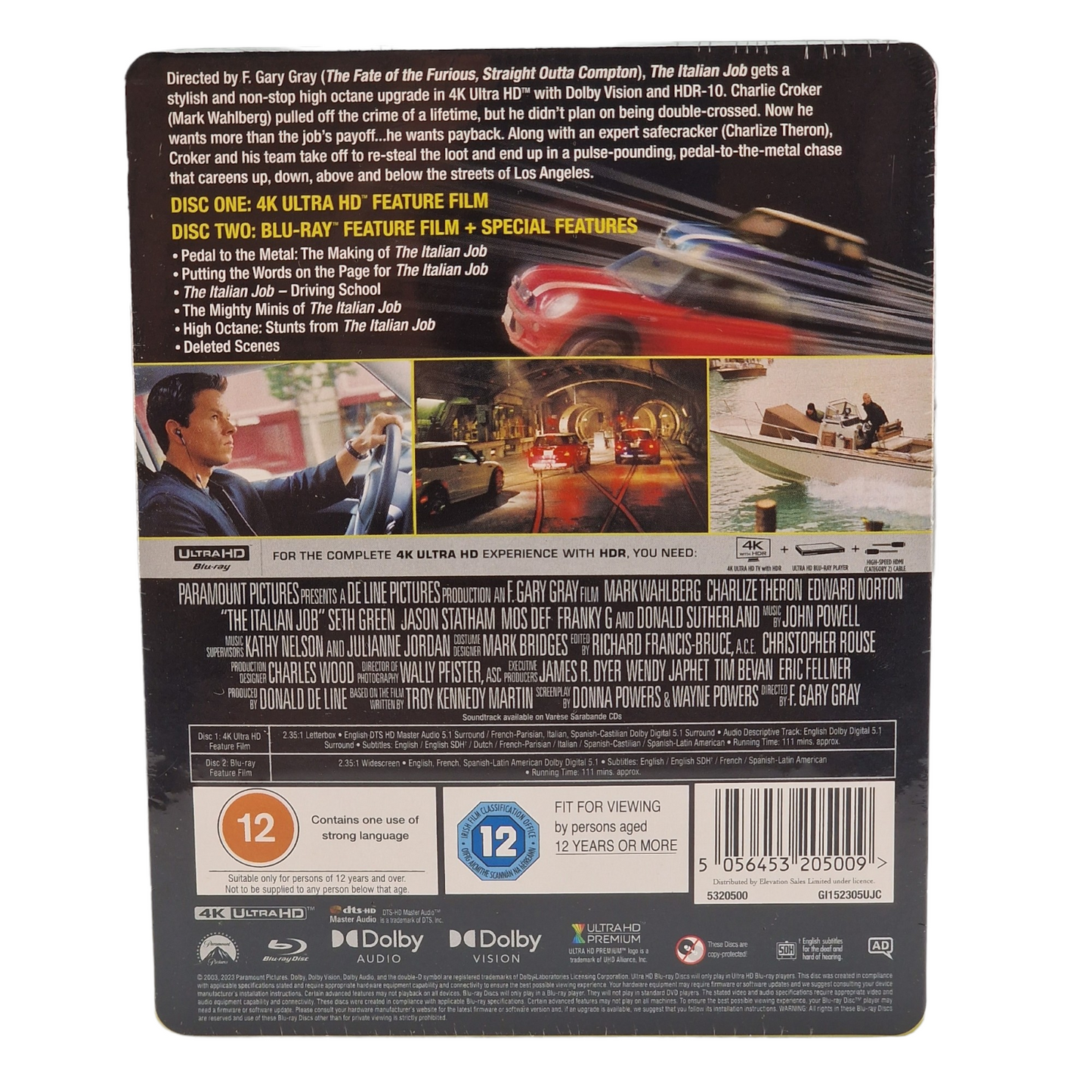 The Italian Job  4K Ultra HD +Blu-Ray Steelbook Mark Wahlberg,Charlize Theron,B