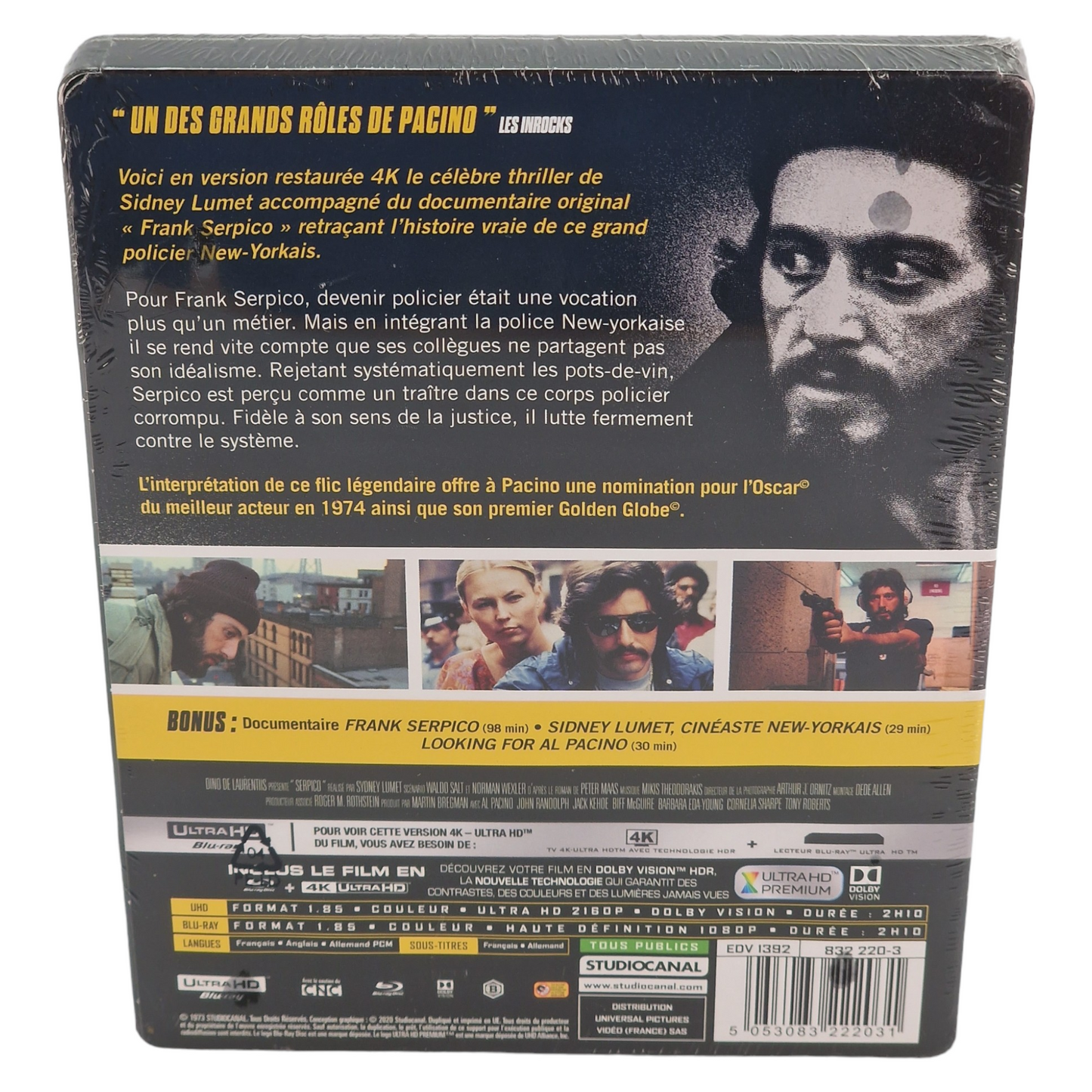 Serpico 1973 SteelBook 4K Ultra HD + Blu-ray  Limitée  Al Pacino 2020 Region B