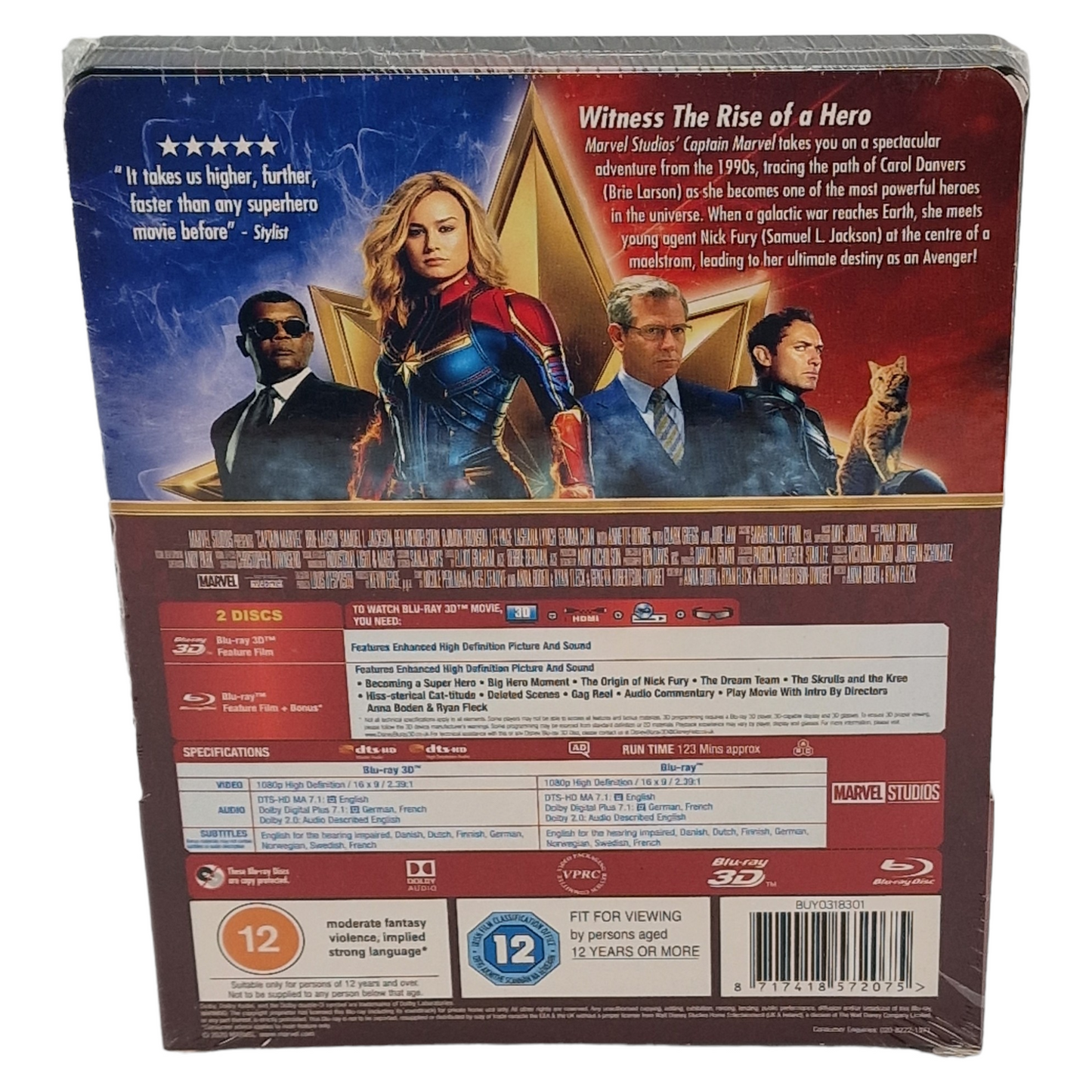 Captain Marvel Blu-ray 3D + Blu-ray SteelBook Lenticulaire Zavvi 2020 Zone Libre