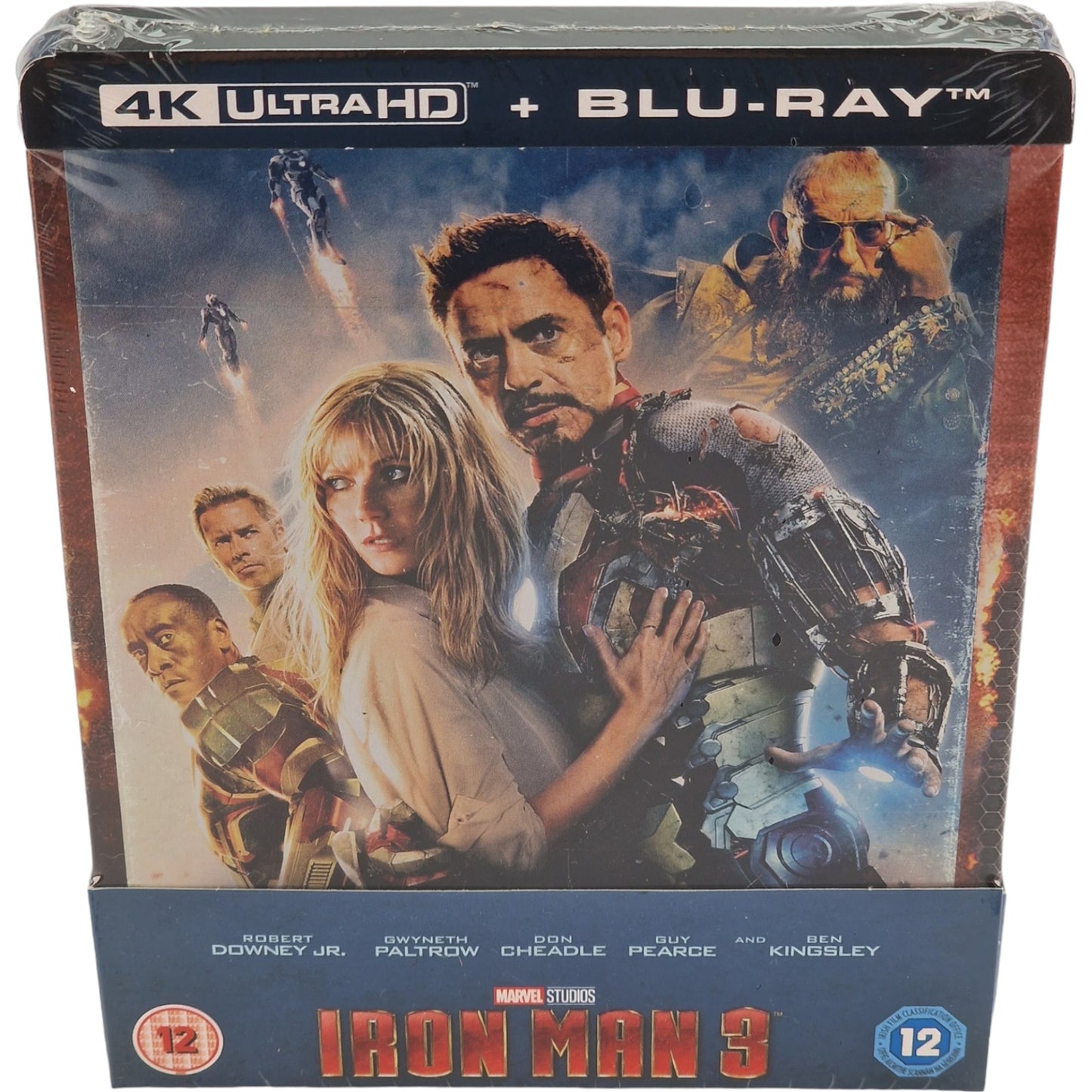 Iron Man 3 Robert Downey Jr 4K Ultra HD + Blu-ray SteelBook Zavvi Region Libre