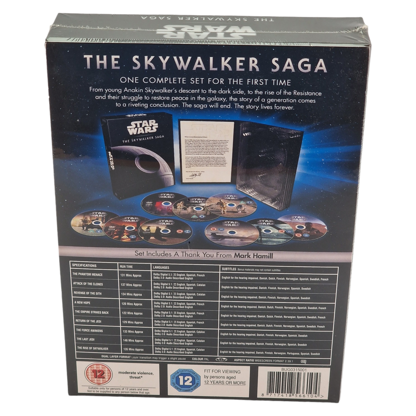 Star Wars [The Skywalker] la saga complète DVD 9 films UK import