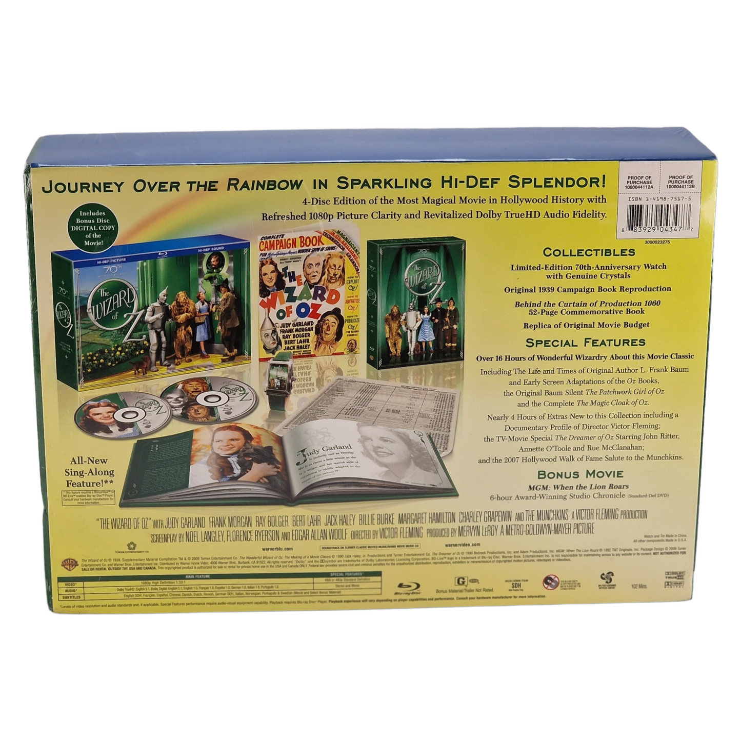 The Wizard of Oz Blu-ray Édition collector ultime du 70e anniversaire US Import Region Free