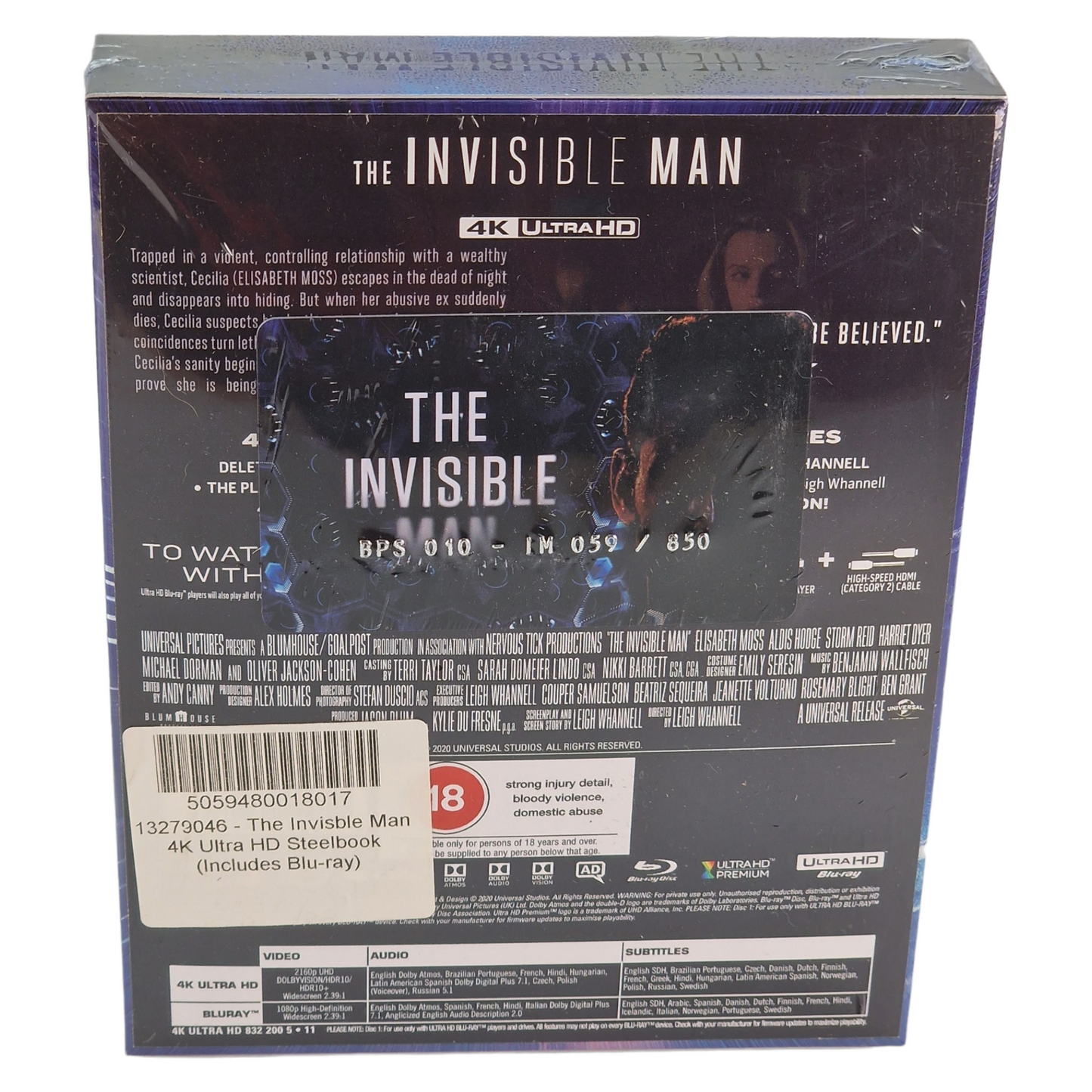 The Invisible Man 4K Blu-ray Steelbook EverythingBlu édition Limitée 850 Zone Free  VF