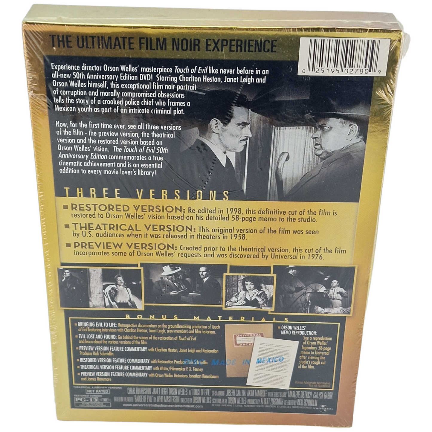 Touch of Evil DVD US Import  Édition du 50e Region A  VO/STFR