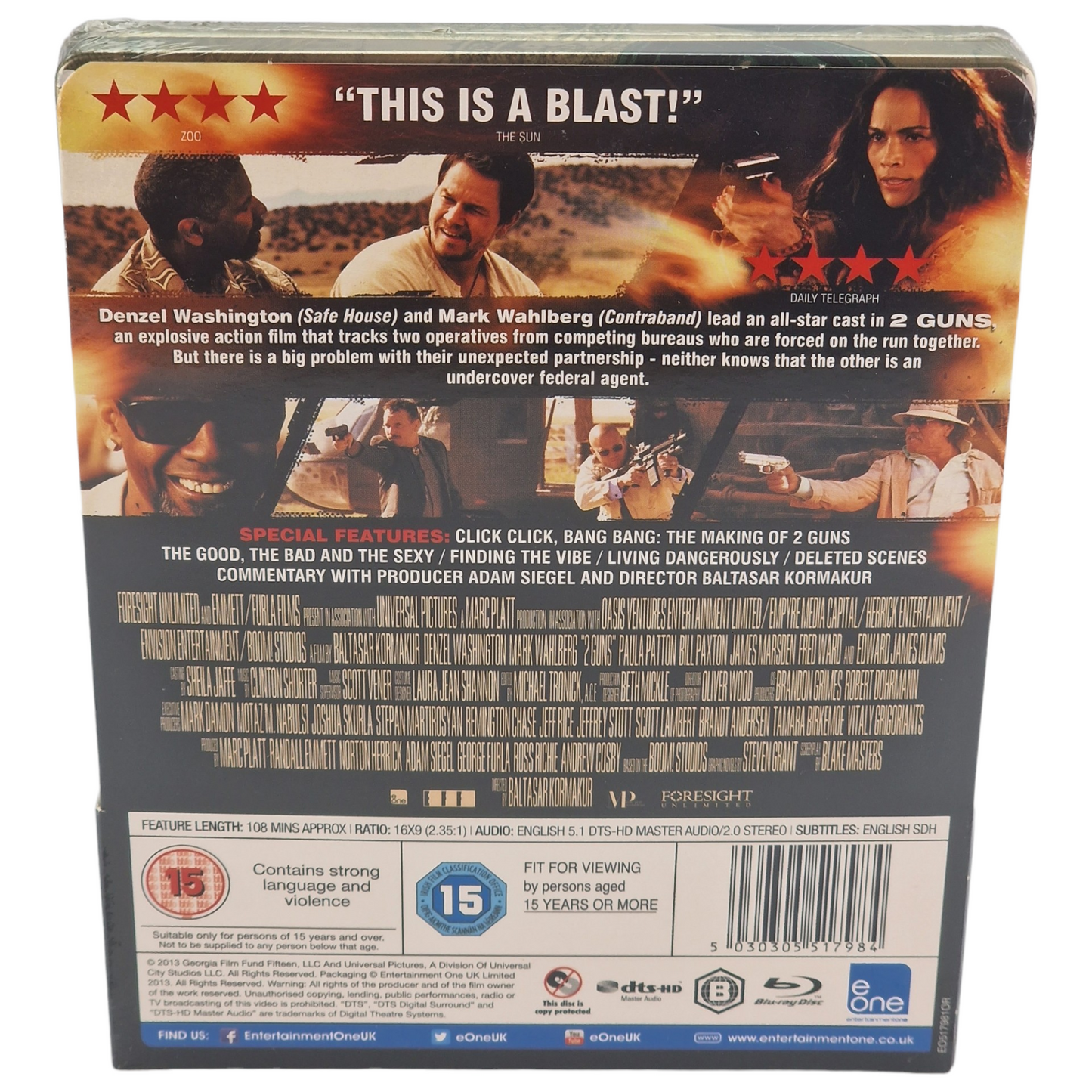 2 Guns Blu-ray Steelbook UK Édition limitée à 4000 exemplaires Zone B