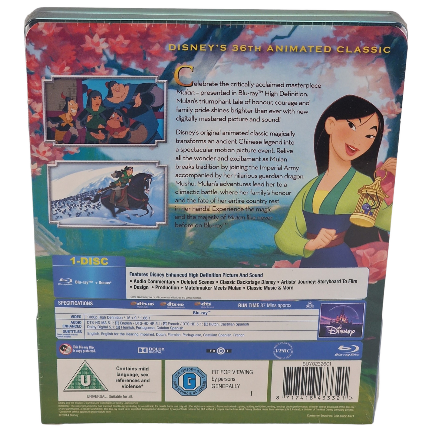 Mulan Blu-ray SteelBook Débossé Zavvi édition Limitée Disney Collection Zone Libre