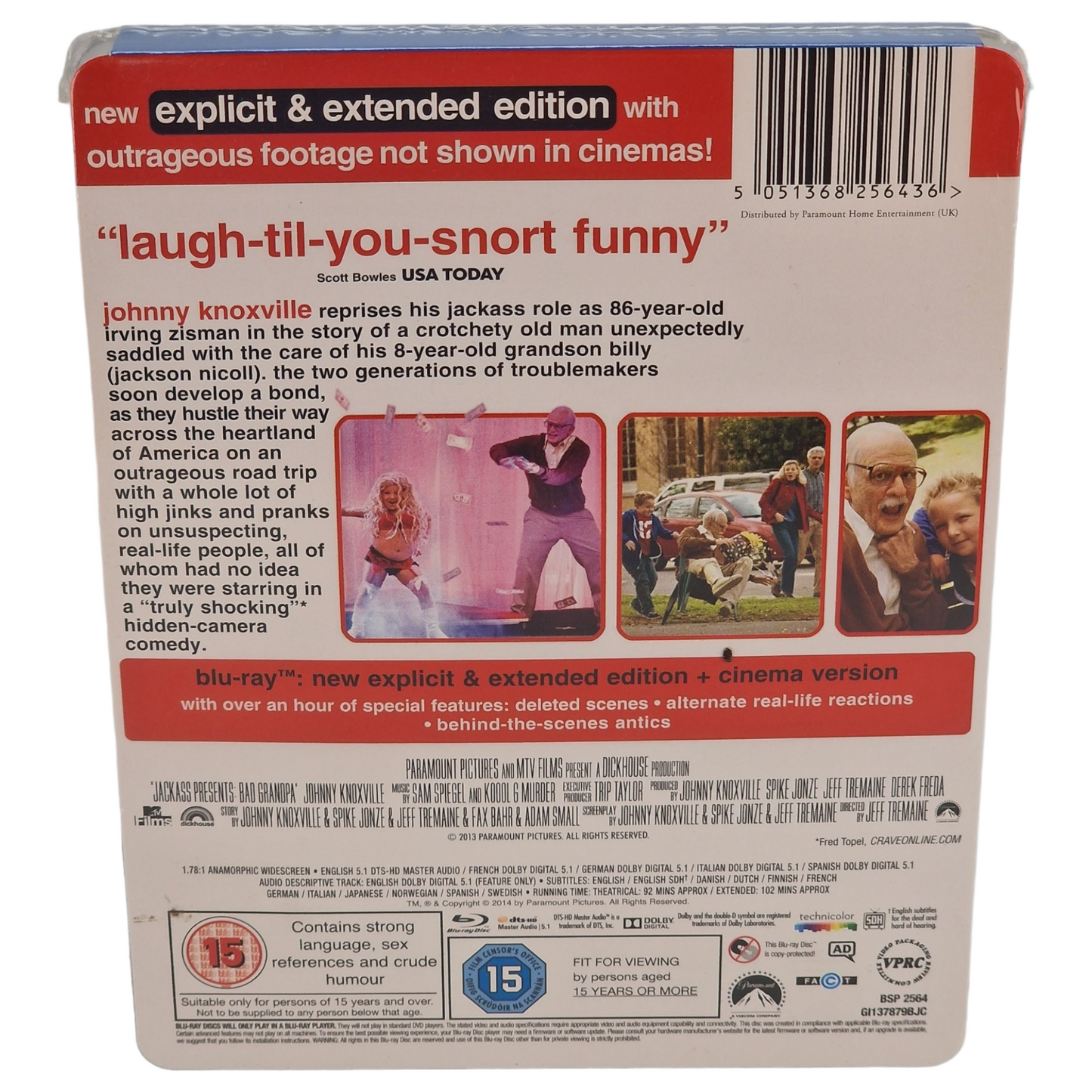 Jackass Presents: Bad Grandpa Blu-ray SteelBook Zavvi Édition limitée 1000 éx Region Free