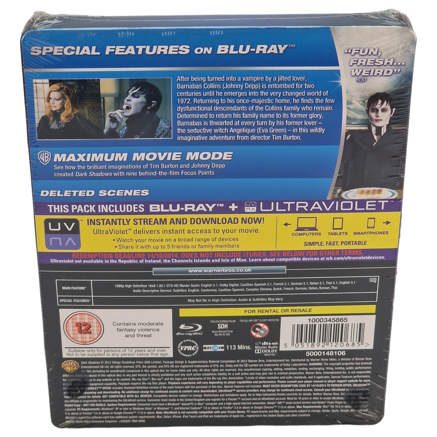 Dark Shadows Blu-Ray Steelbook UK Import Zone Free  VF