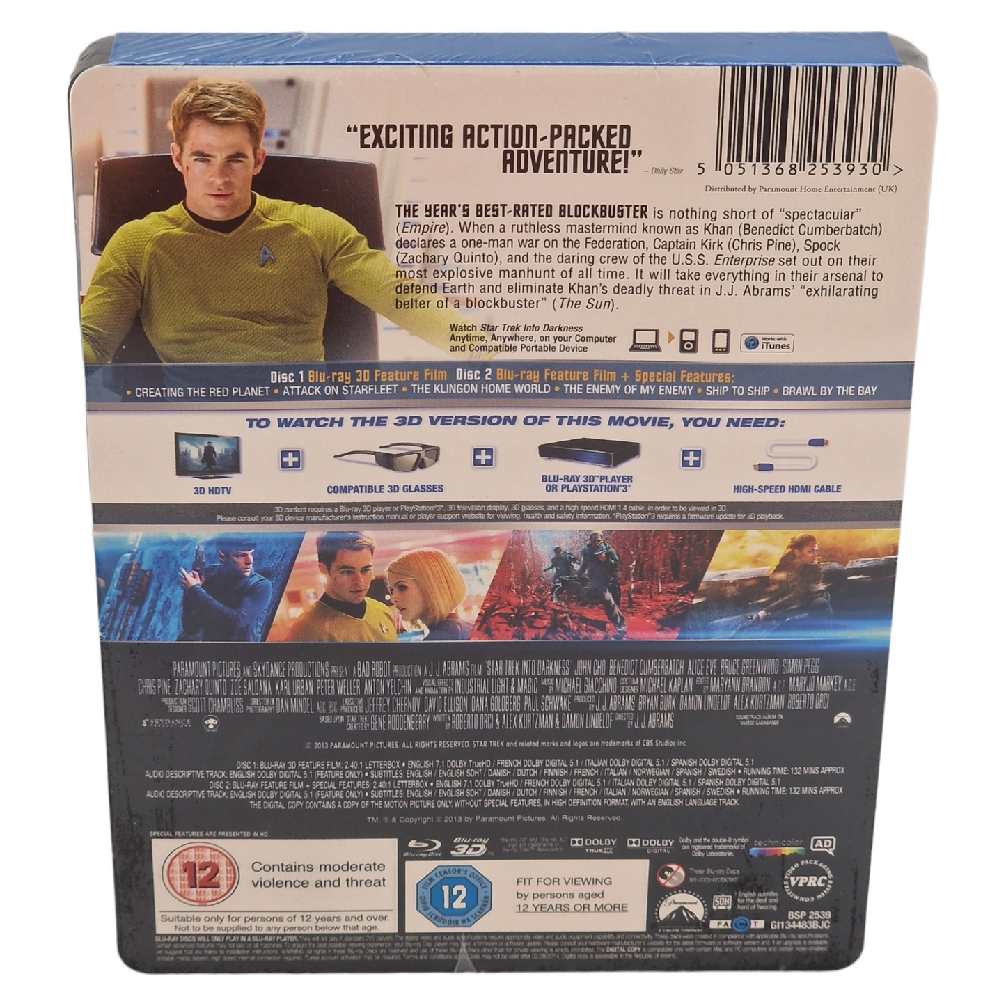 Star Trek Into Darkness 3D Blu-ray Steelbook Edition Limitée VF Zone Free 2013