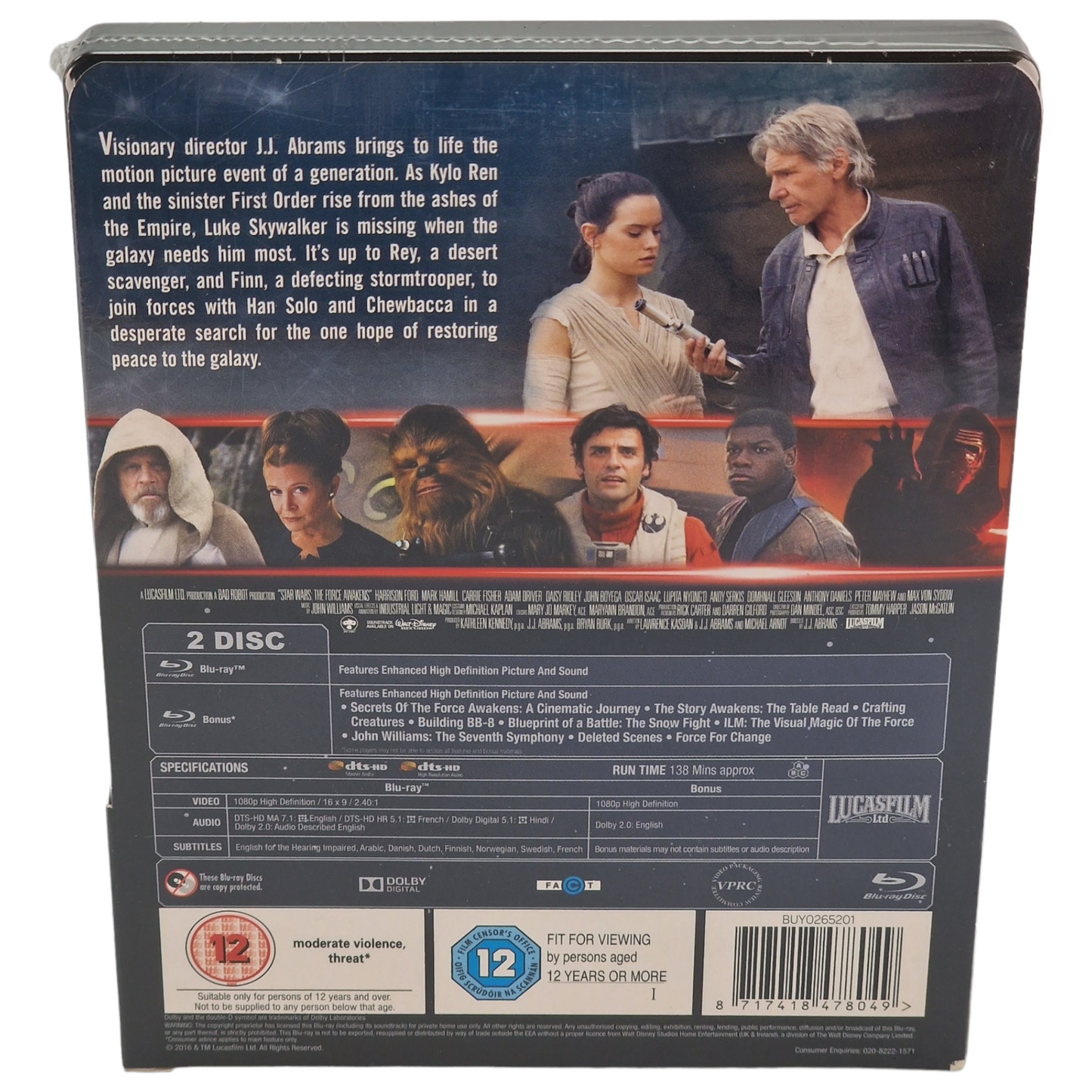 Star Wars : Le Réveil de la Force Blu-ray SteelBook Zavvi Édition limitée Region Libre 2016