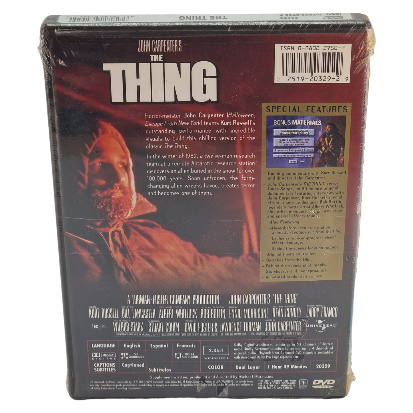 The Thing DVD Édition de collection US Import  VF  Région 1    1998 Neuf