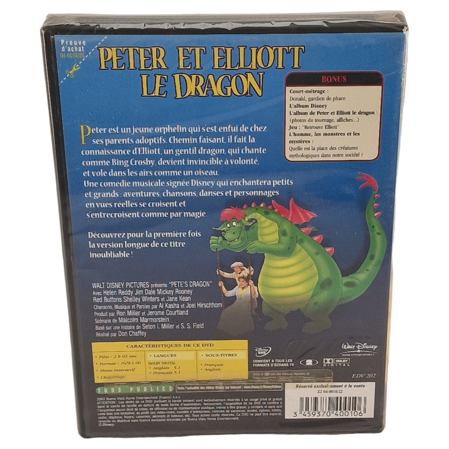 Peter & Elliott Le Dragon DVD france  Region 2   Neuf