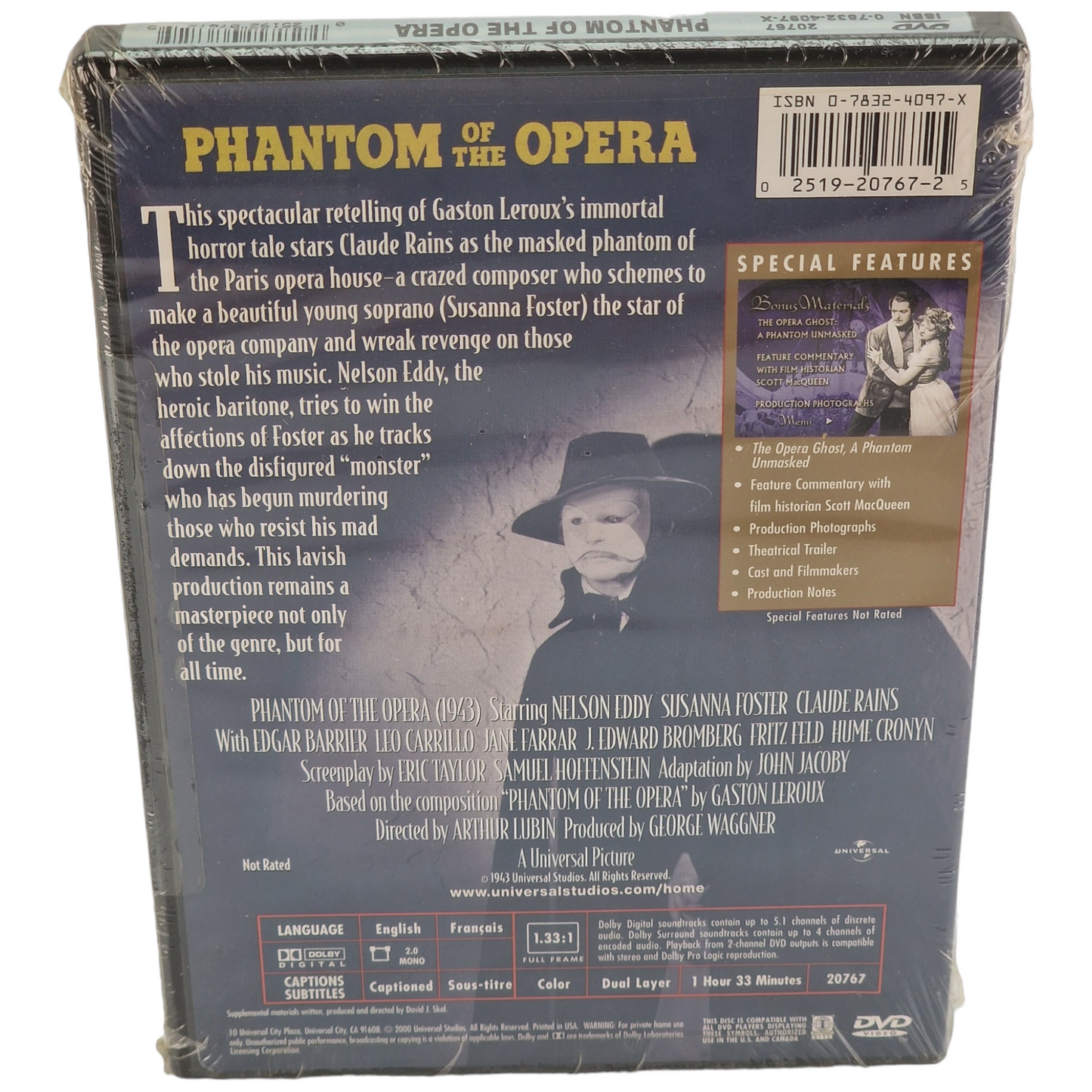 Phantom of the Opera DVD US Import VF Region A 2000 Neuf