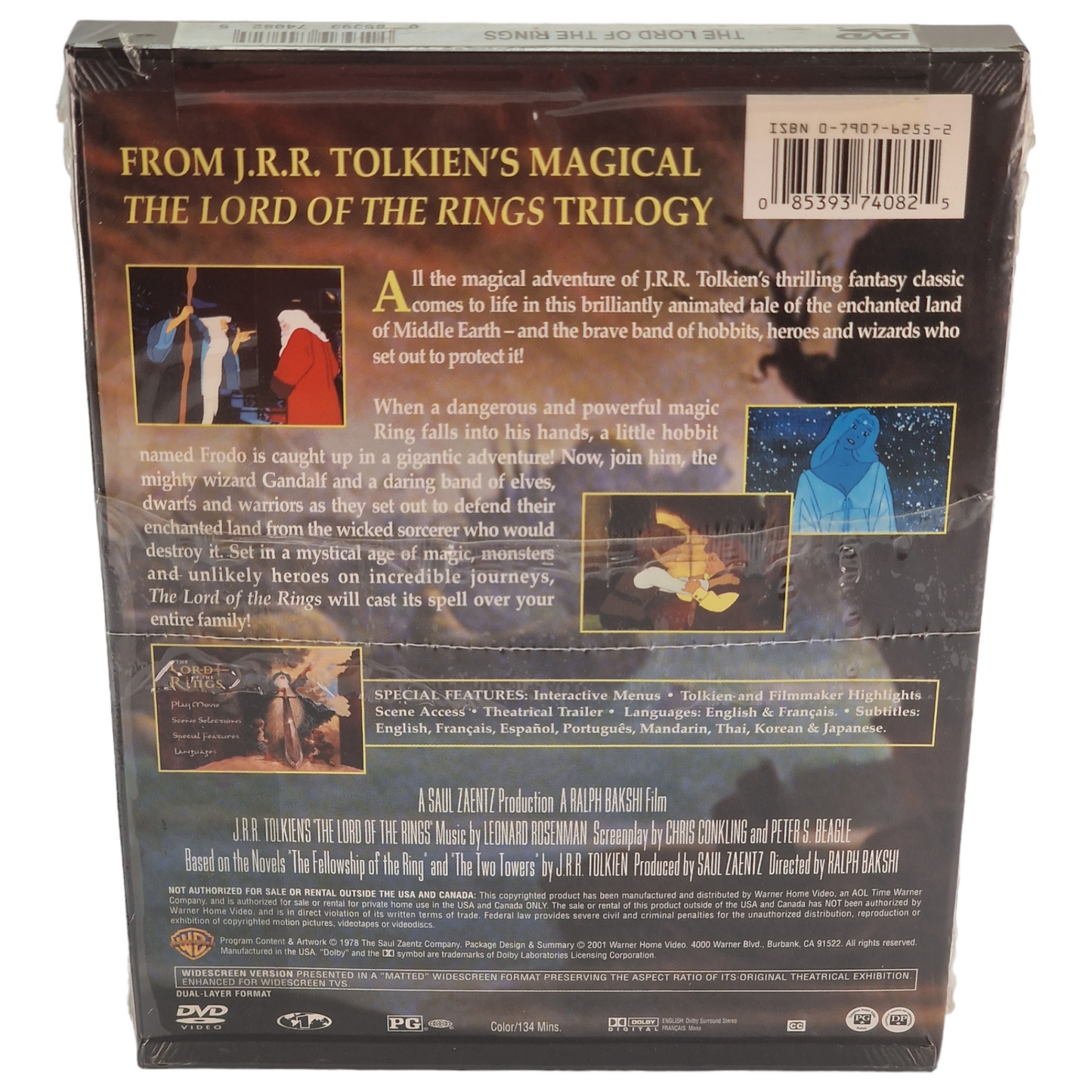 The Lord of the Rings 1978 DVD Étui à clapet US Import VF ___Région 1  __   2001  Neuf