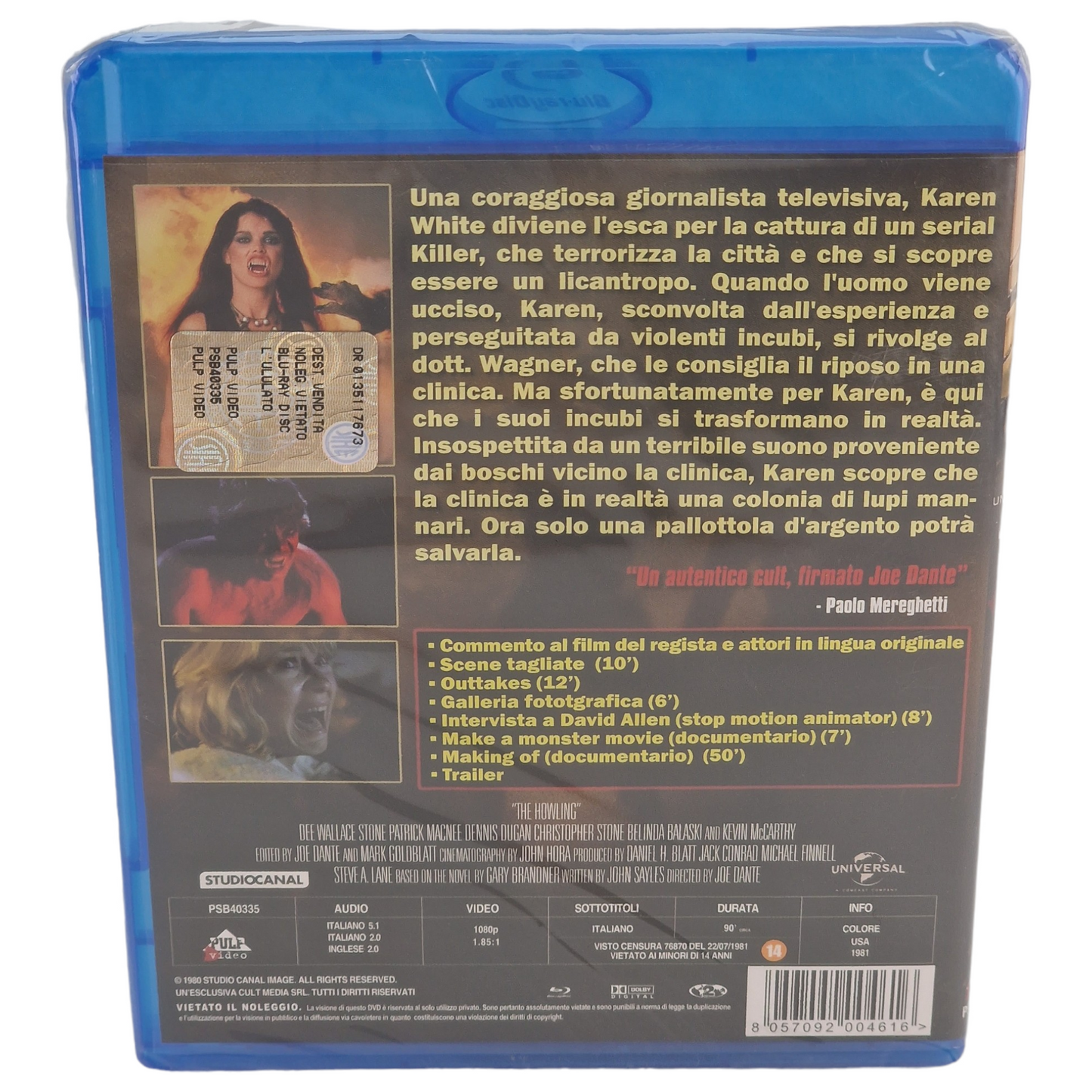 The Howling Blu-ray L'ululato Italie Import VO Region B    2015