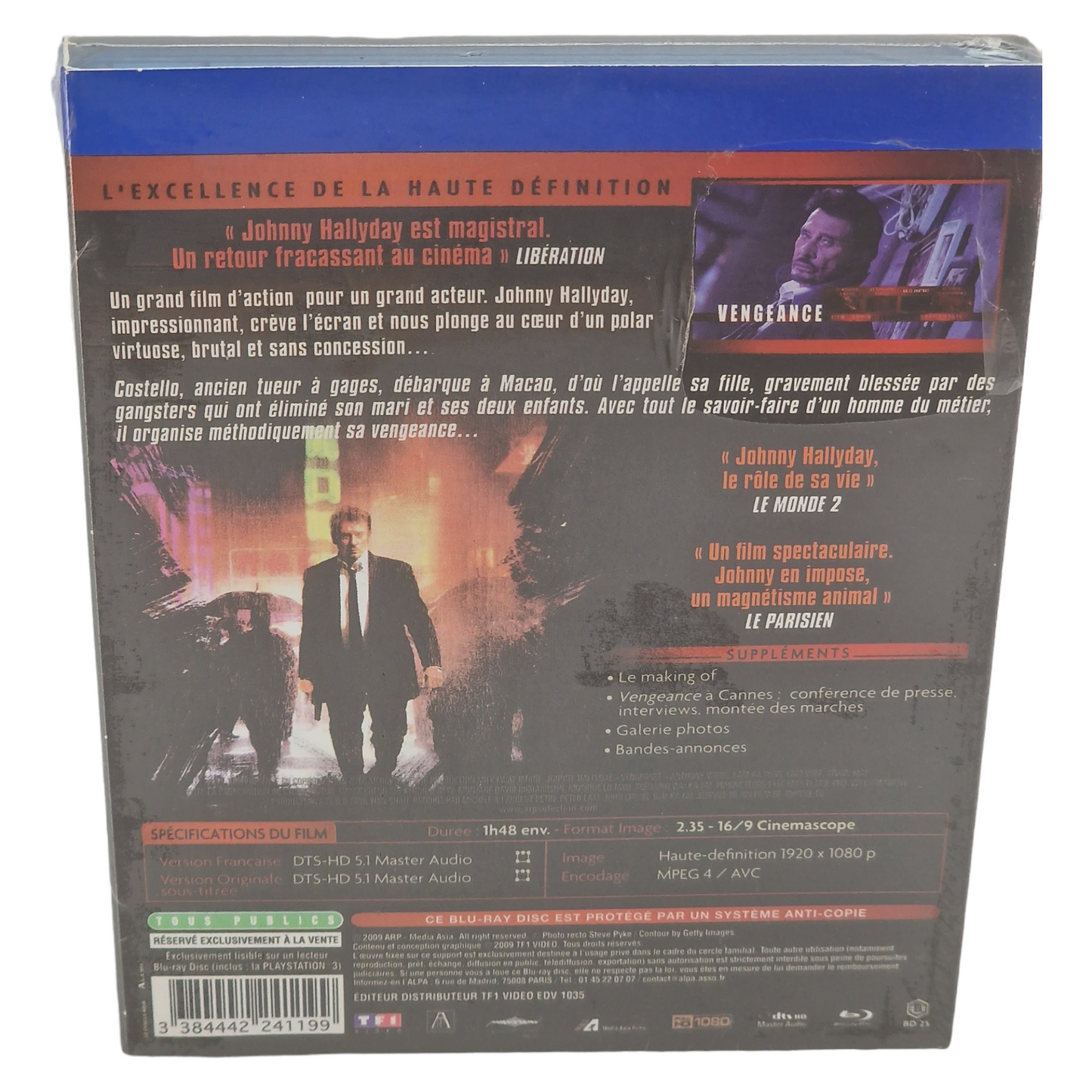 Vengeance Blu-Ray Johnny Hallyday Region B   France 2009