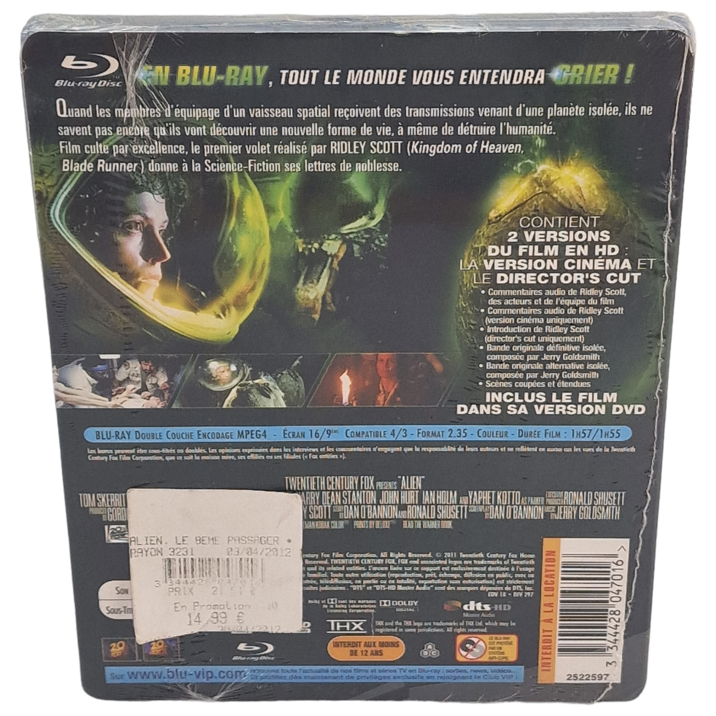 Alien : Le Huitième Passager / Sélection Bu-VIP / Blu-ray + DVD France Region B    2011