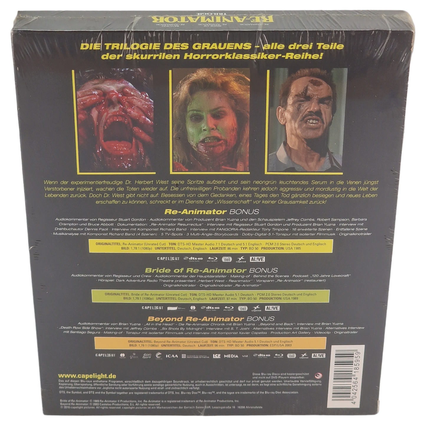 Re-Animator 1-2-3 Blu-ray 1985-2003 | 3 Films  Allemagne Import VO Region B 2019