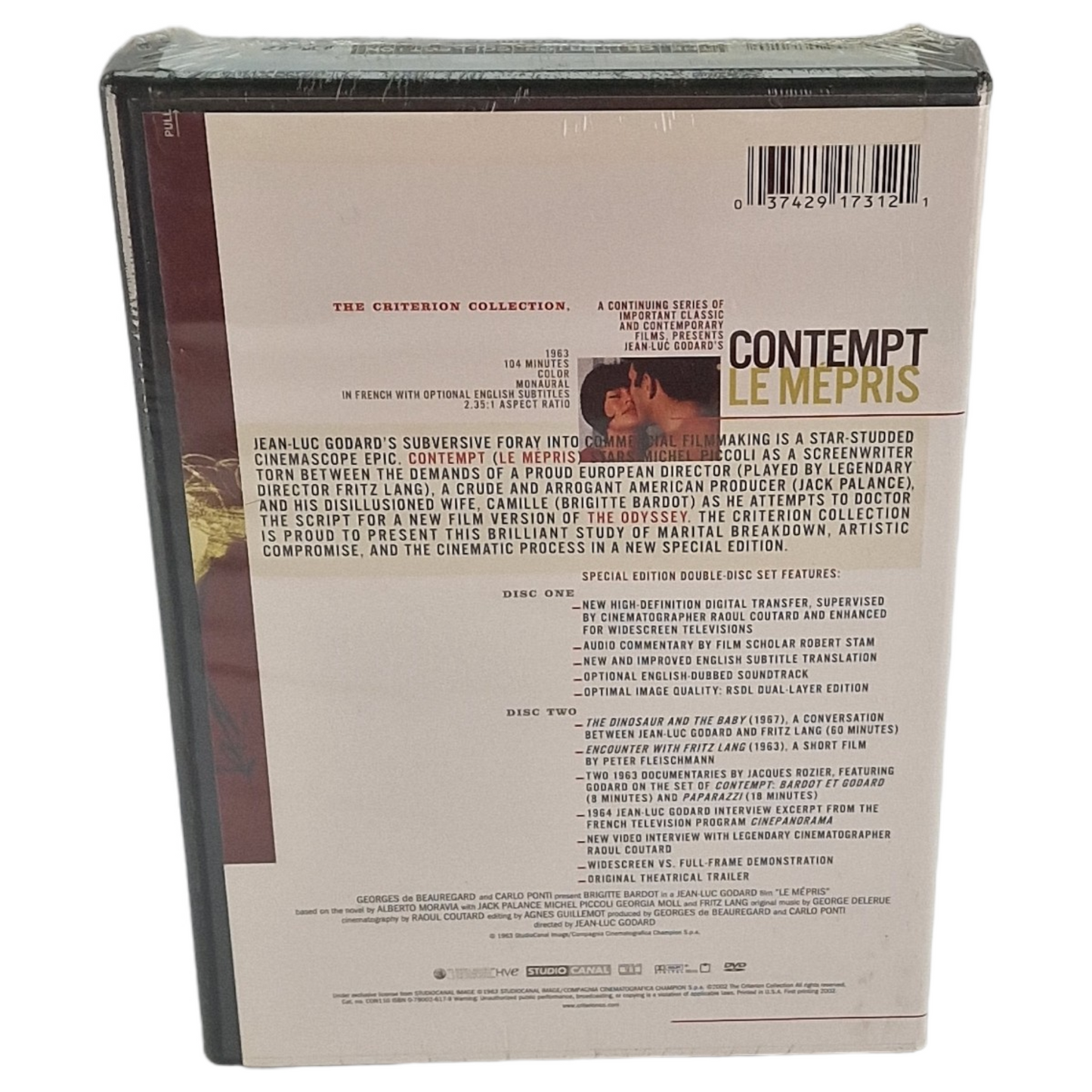 Le mépris "Contempt" DVD La collection Criterion Brigitte Bardot US Import VF Region A  2002 Neuf