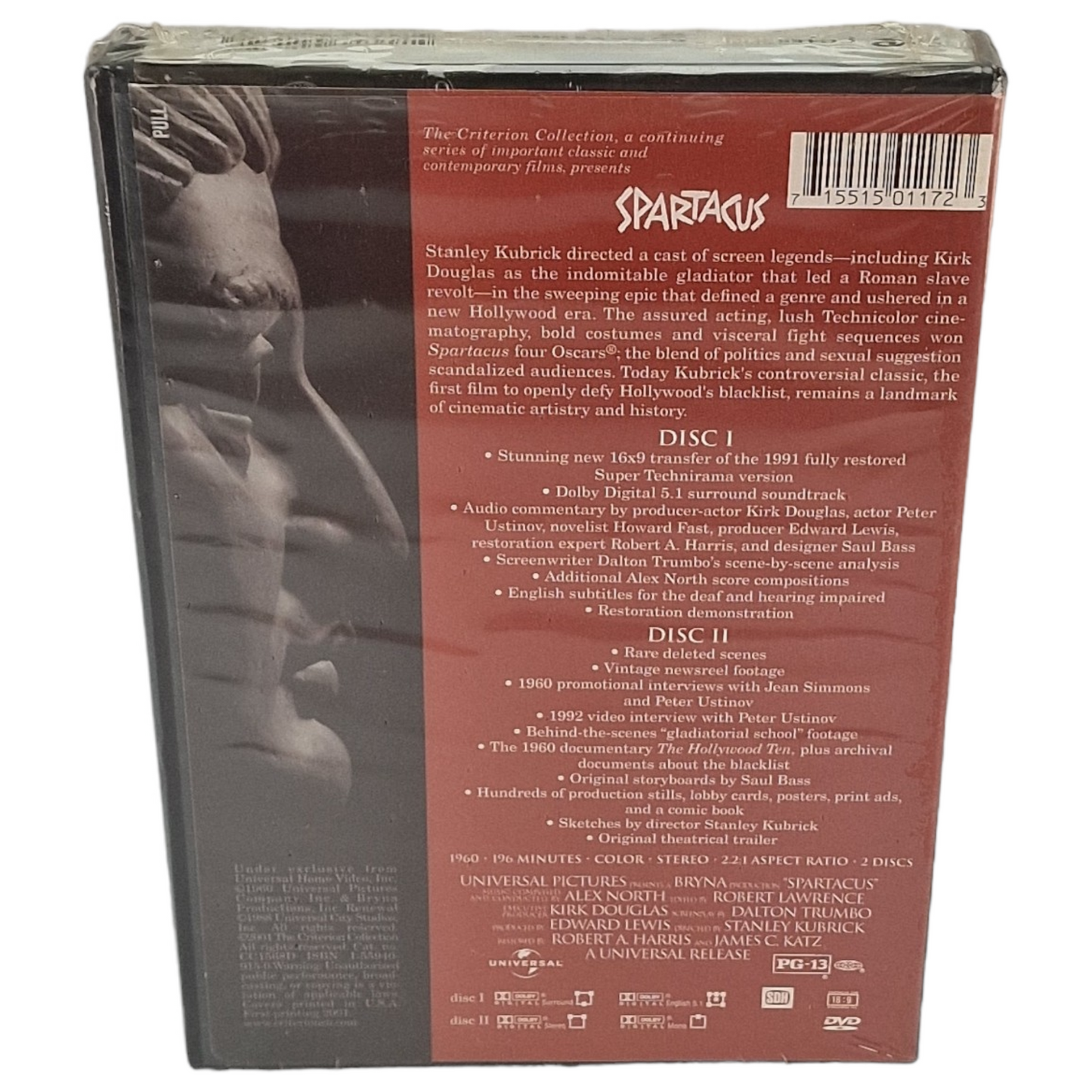 Spartacus DVD La collection Criterion US Import Kirk Douglas 1960 VO Region A 2001 Neuf