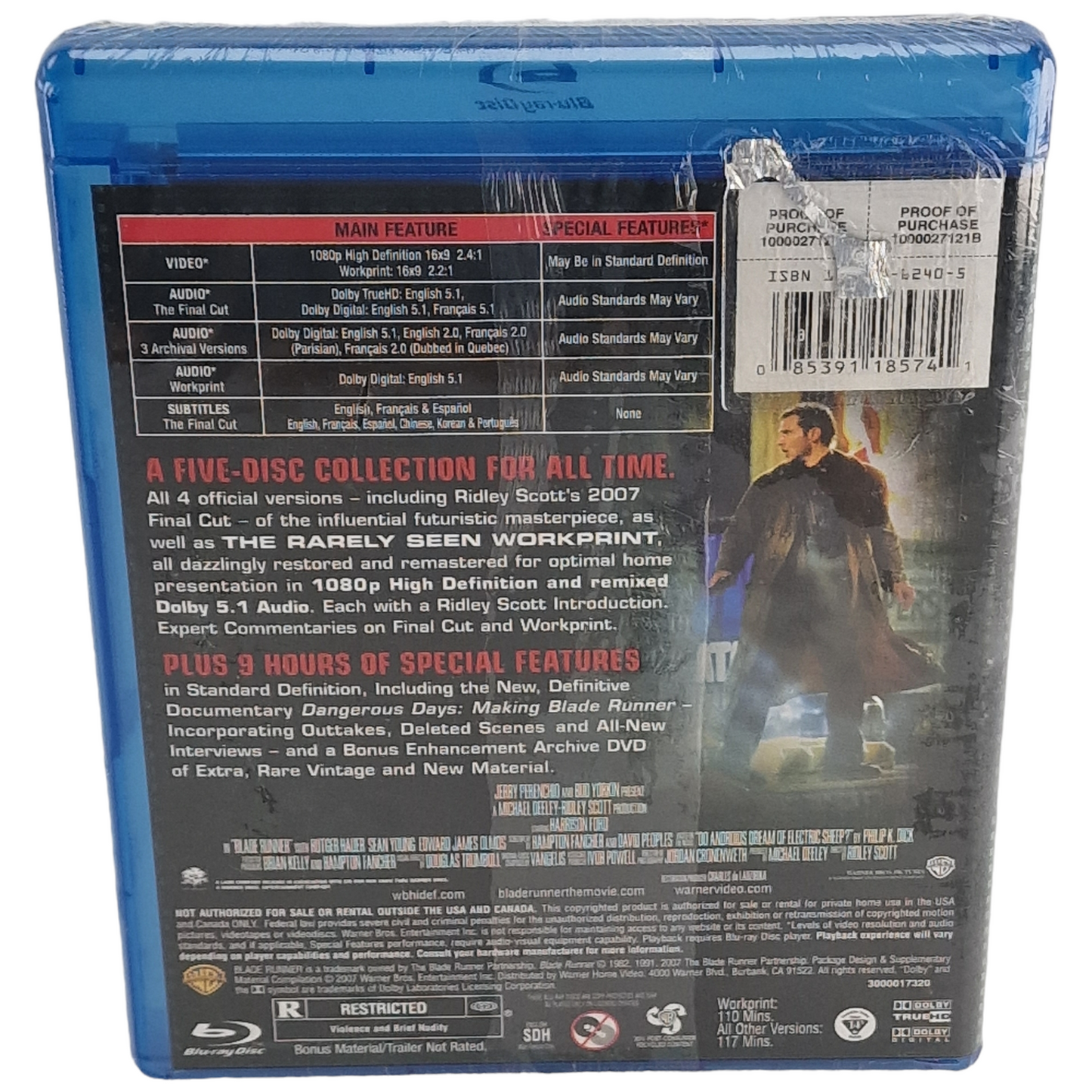 Blade Runner Blu-ray Édition collector complète de 5 disques US Import VF Region Free 2010 Neuf