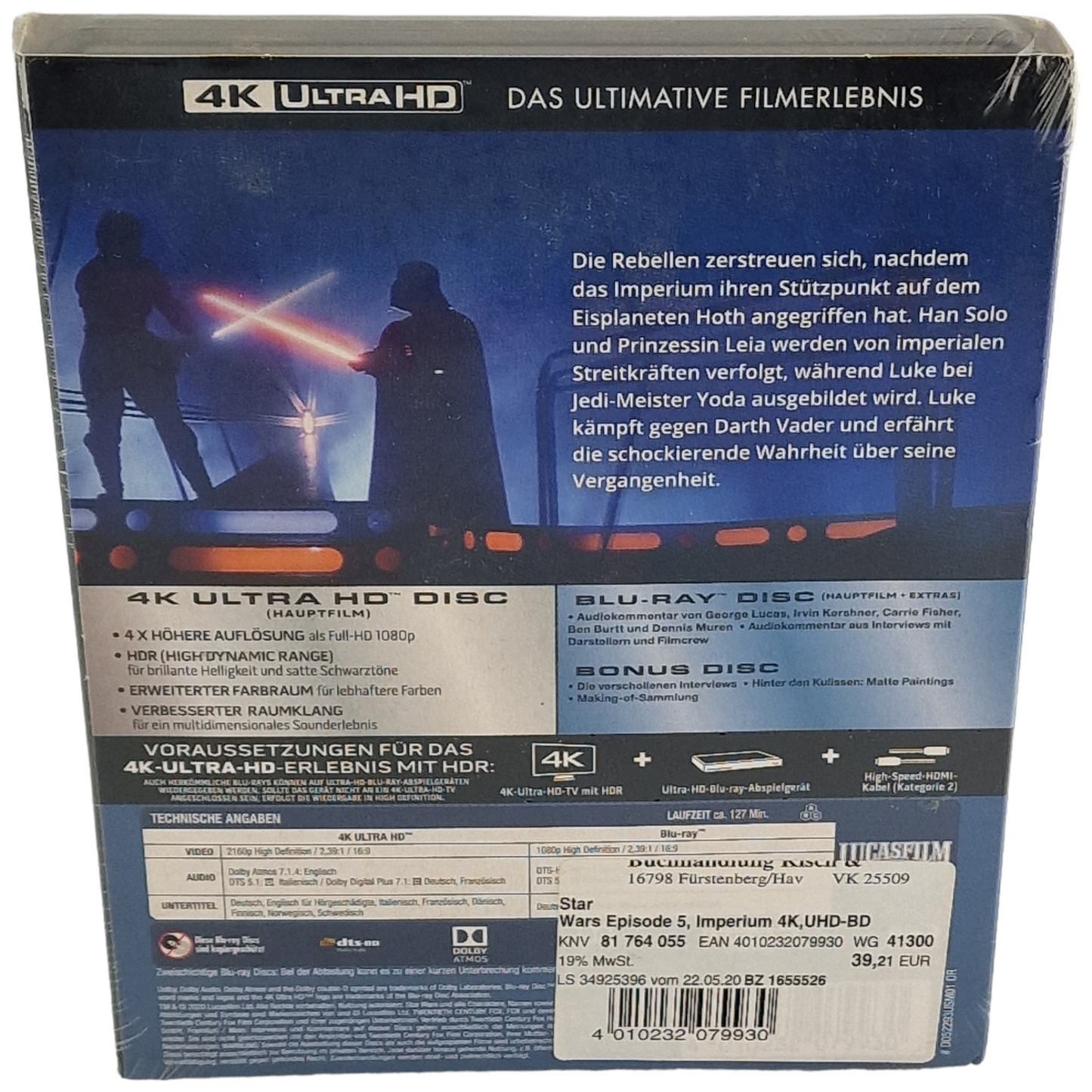 Star Wars: Episode V The Empire Strikes Back 4K Ultra HD VF Germany Import Sans région Free