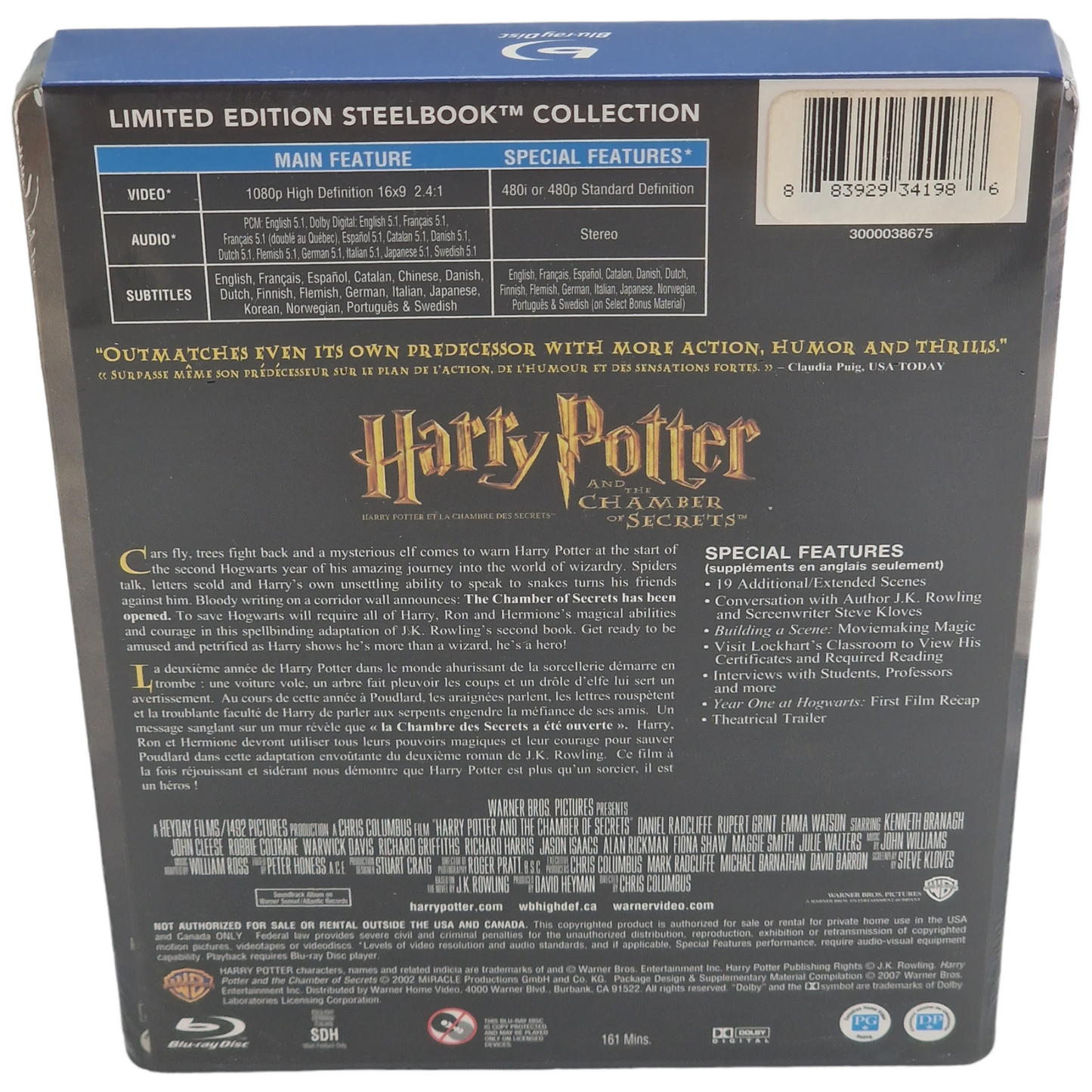 Harry Potter et la chambre des secrets Blu-ray Steelbook  Region A VF 2013 Neuf