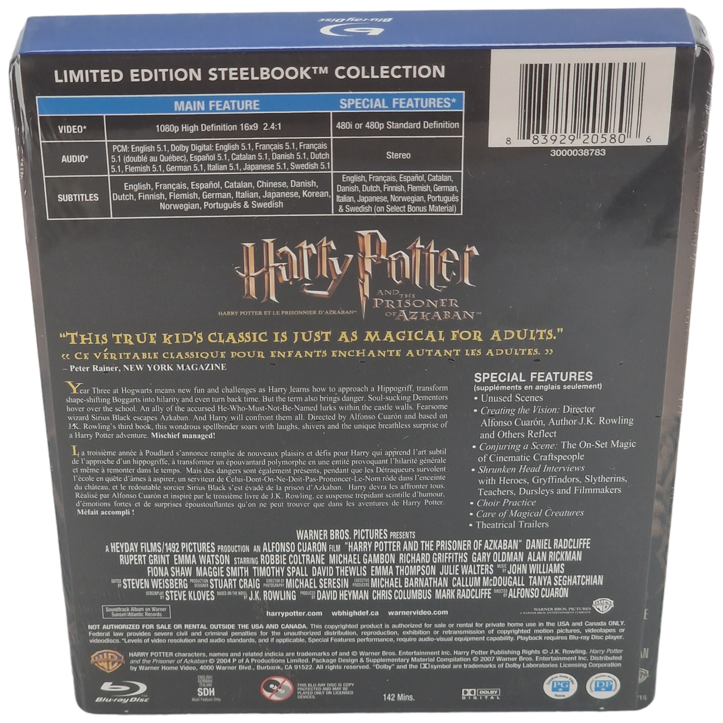 Harry Potter et le Prisonnier d'Azkaban Blu-ray Steelbook  Region A VF 2013 Neuf