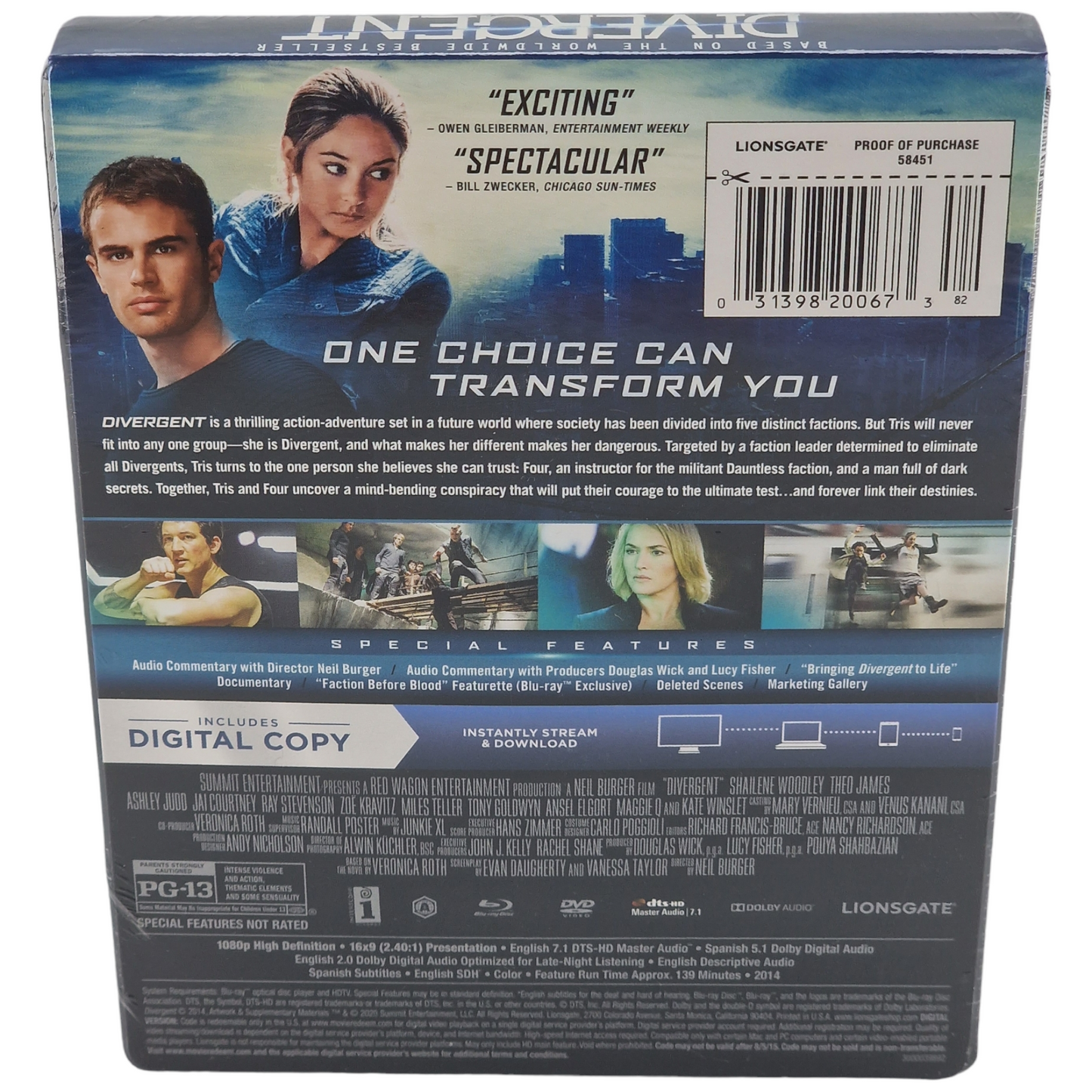 Divergent Blu-ray SteelBook  Blu-ray + DVD + Digital HD Édition limitée 2014 VF Zone A