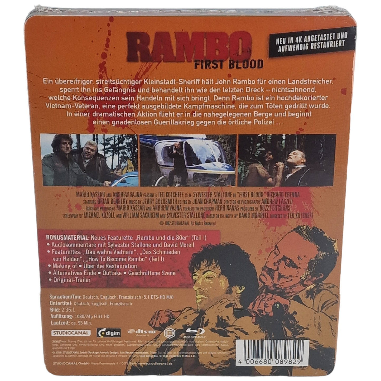 Rambo I First Blood 1982 Steelbook Blu-ray Sylvester Stallone  2018 Region 2