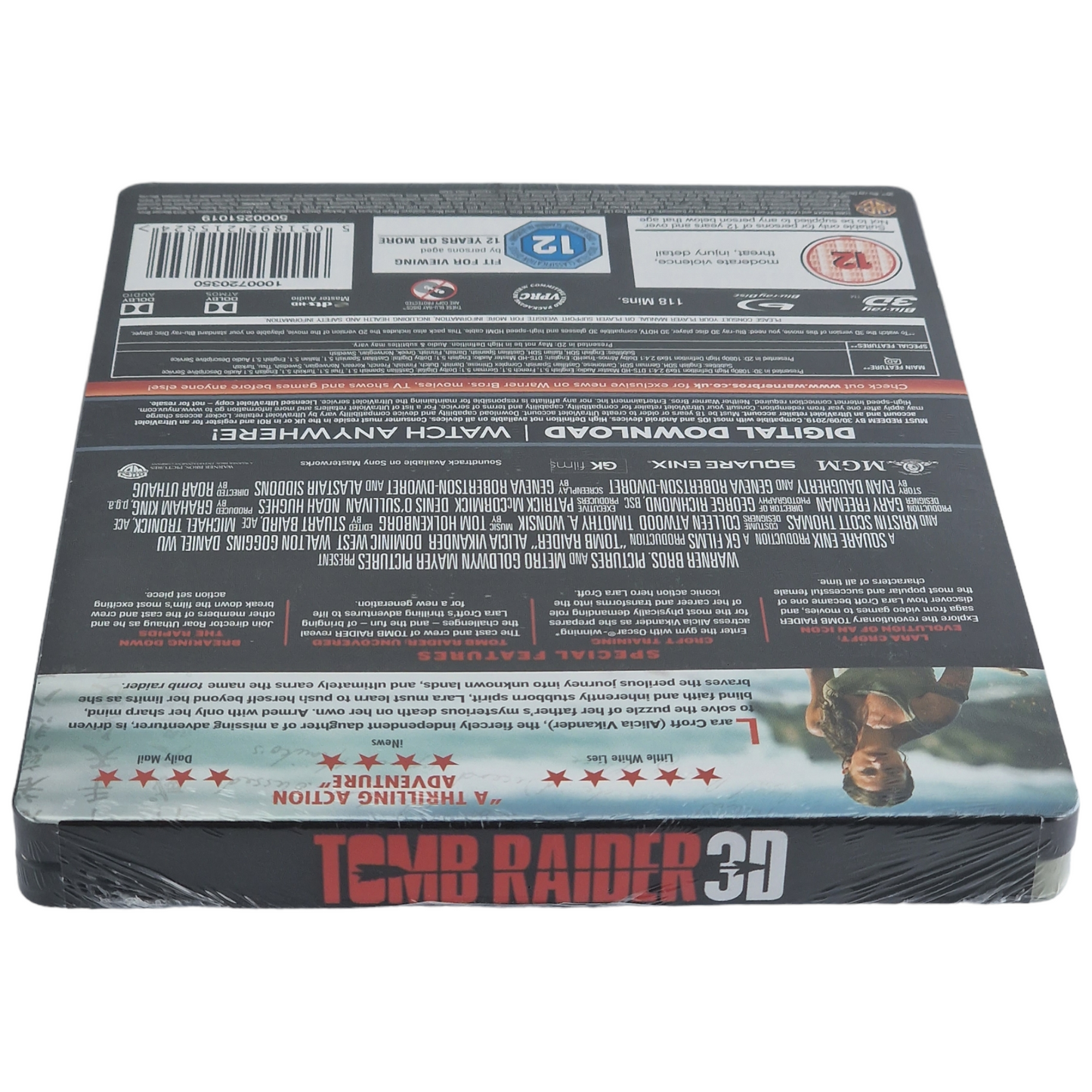 Tomb Raider  Blu-ray 3D + Blu-ray  SteelBook  Alicia Vikander 2018 Region Libre