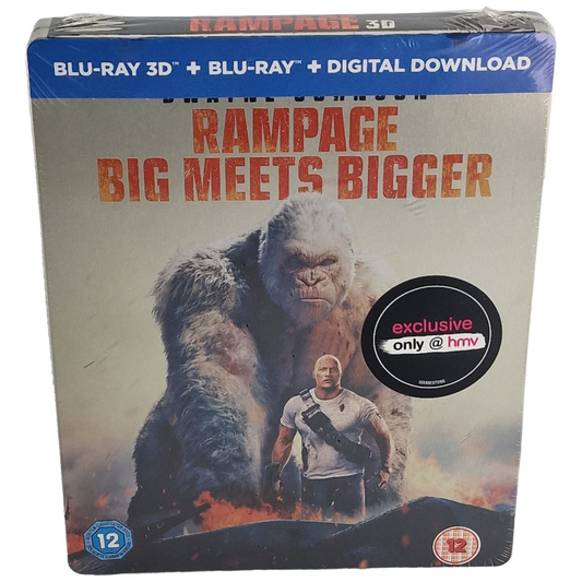 Rampage  Blu-ray 3D + 2D Blu-ray SteelBook Dwayne Johnson 2018 Limitée Region B