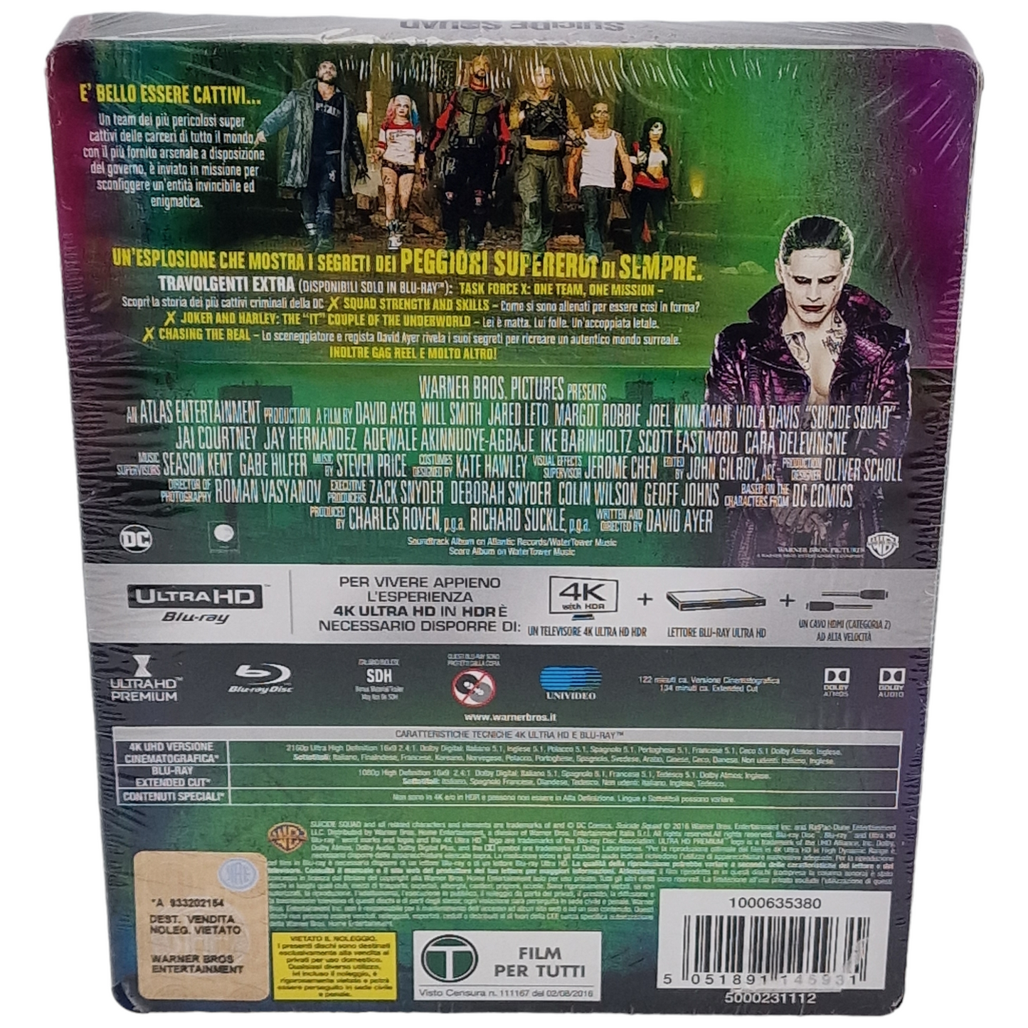 Suicide Squad 4K Ultra HD +Blu-ray Steelbook Will Smith,Margot Robbie Zone B