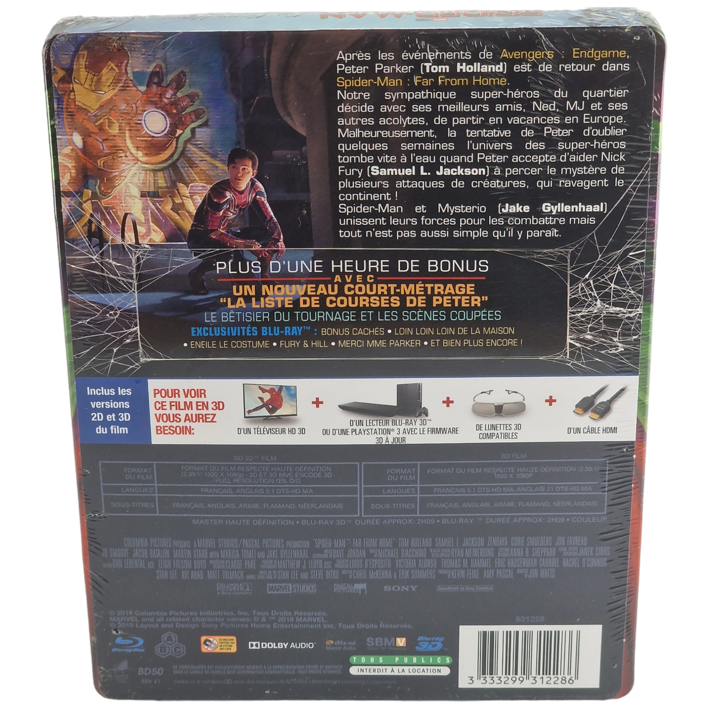 Spider-Man: Far from Home Blu-ray 3D + Blu-ray SteelBook Limitée Region Libre