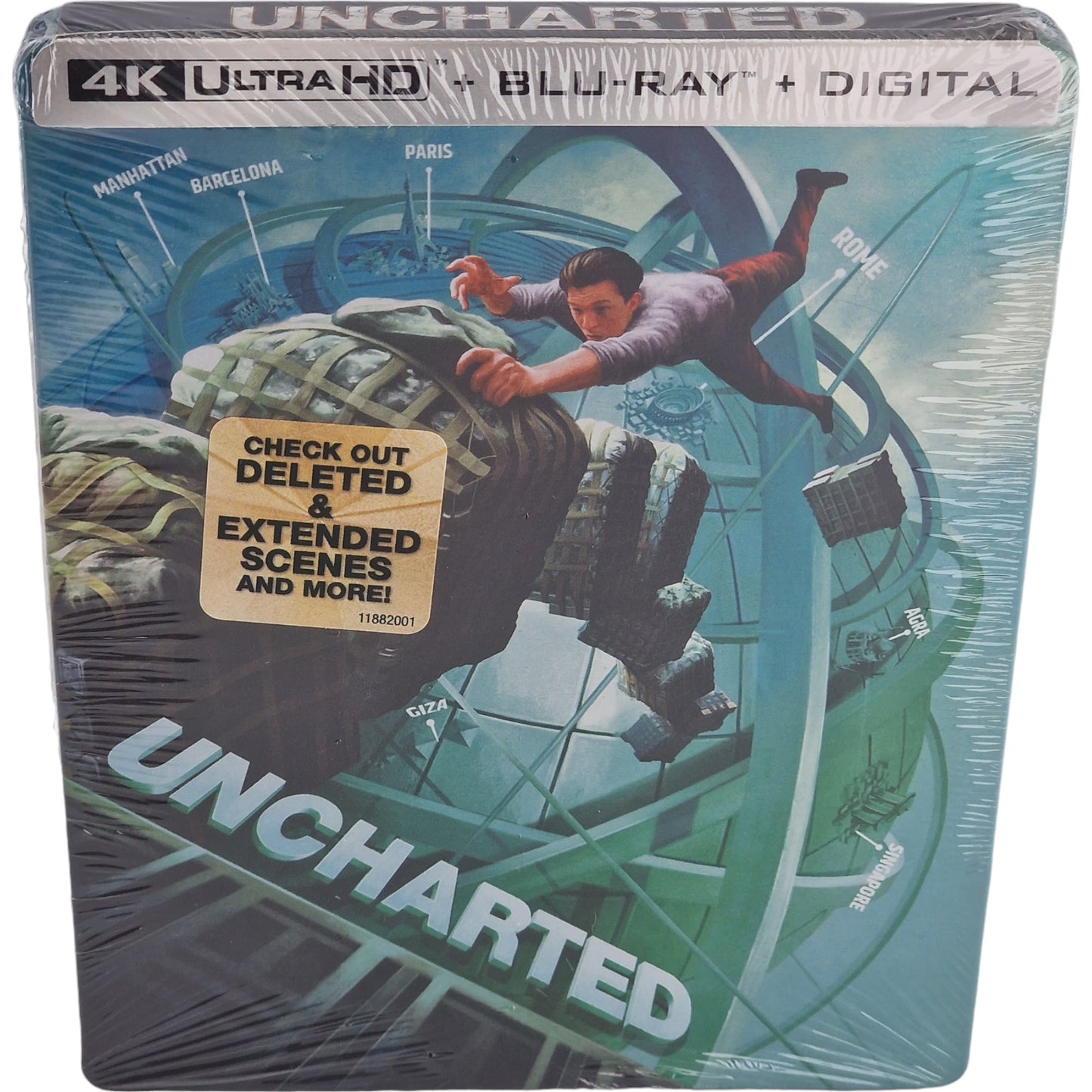 Uncharted [ Steelbook + bague ] 4K  Blu-ray Ultra HD 2022 VF Zone A Neuf