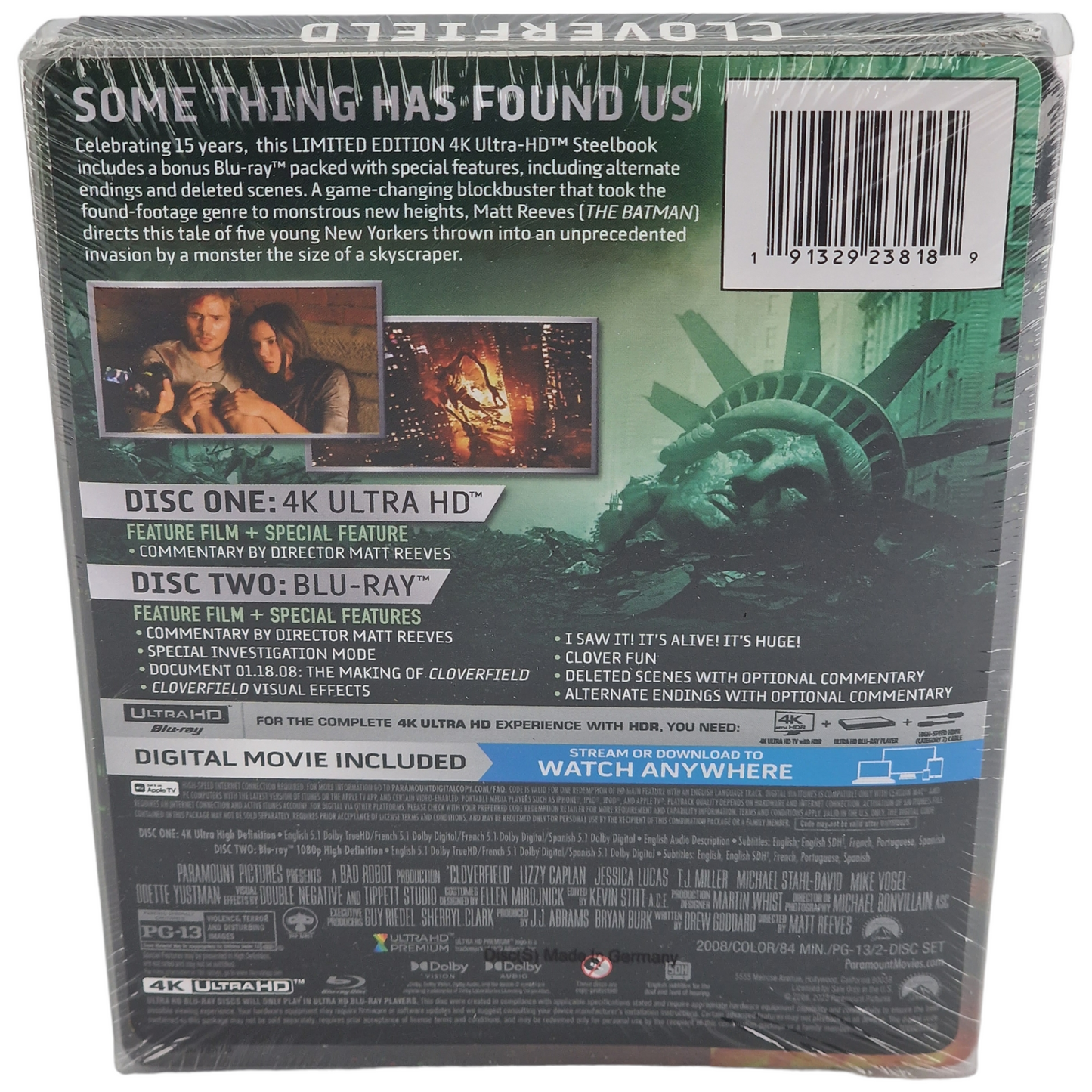 Cloverfield 4K Blu-ray SteelBook Édition limitée 15e anniversaire 2023 VF Zone A Neuf