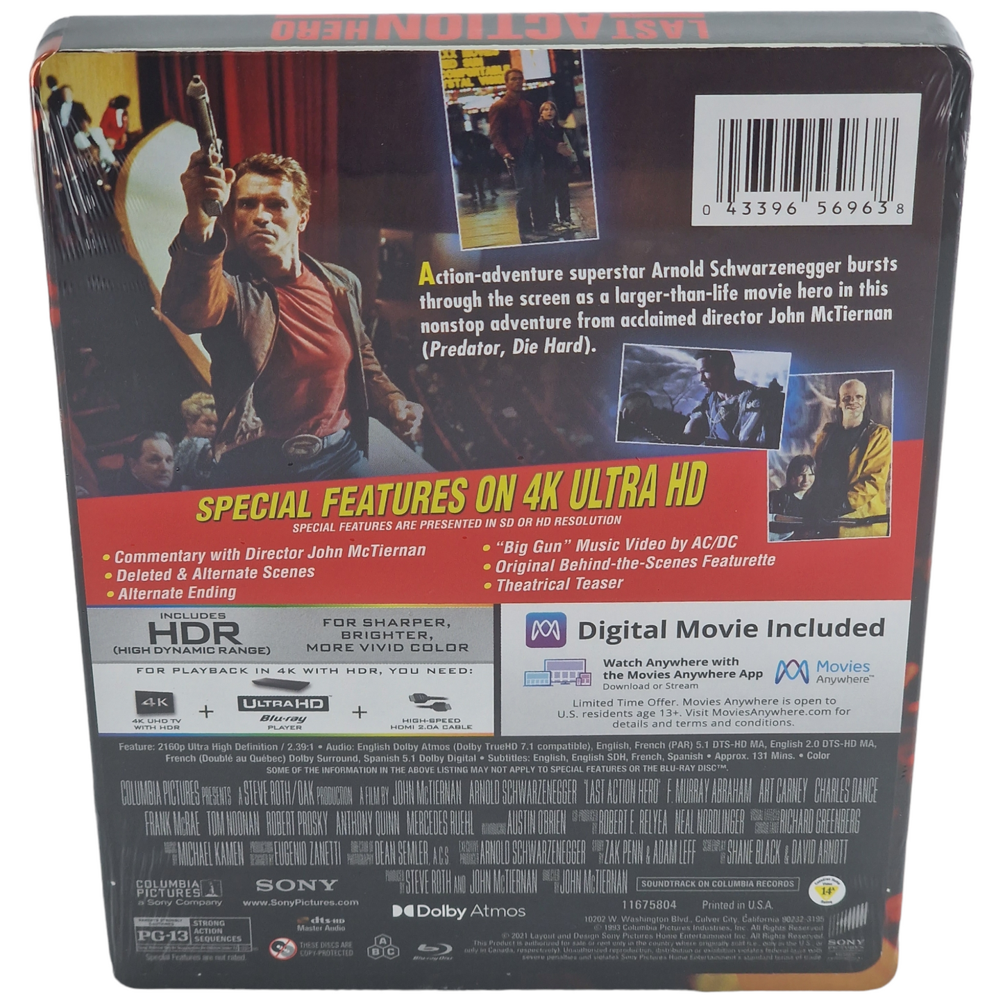 Last Action Hero 4K Blu-ray SteelBook  Arnold Schwarzenegger 2021 VF Zone Free Neuf