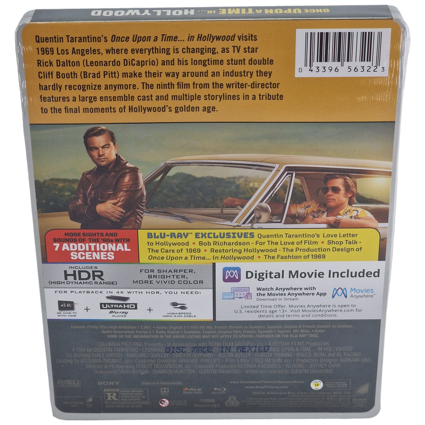 Once Upon a Time in Hollywood 4K Blu-ray Ultra HD SteelBook 2019 VF Zone A Neuf