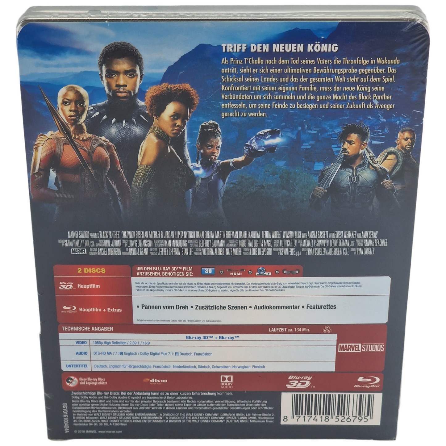 Black Panther Blu-ray 3D + Blu-ray SteelBook Chadwick Boseman 2018 Zone Libre