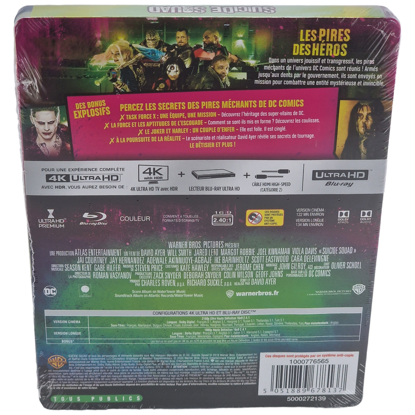 Suicide Squad 4K Ultra HD + Blu-ray SteelBook  Will Smith, Margot Robbie Zone B