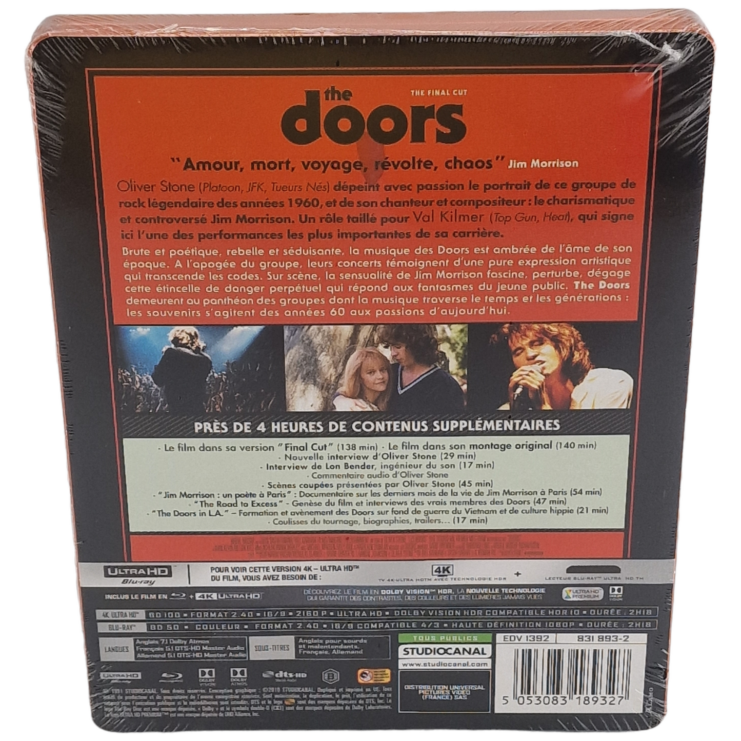 The Doors 4K Ultra HD + Blu-ray SteelBook The Final Cut Val Kilmer, Meg Ryan  B