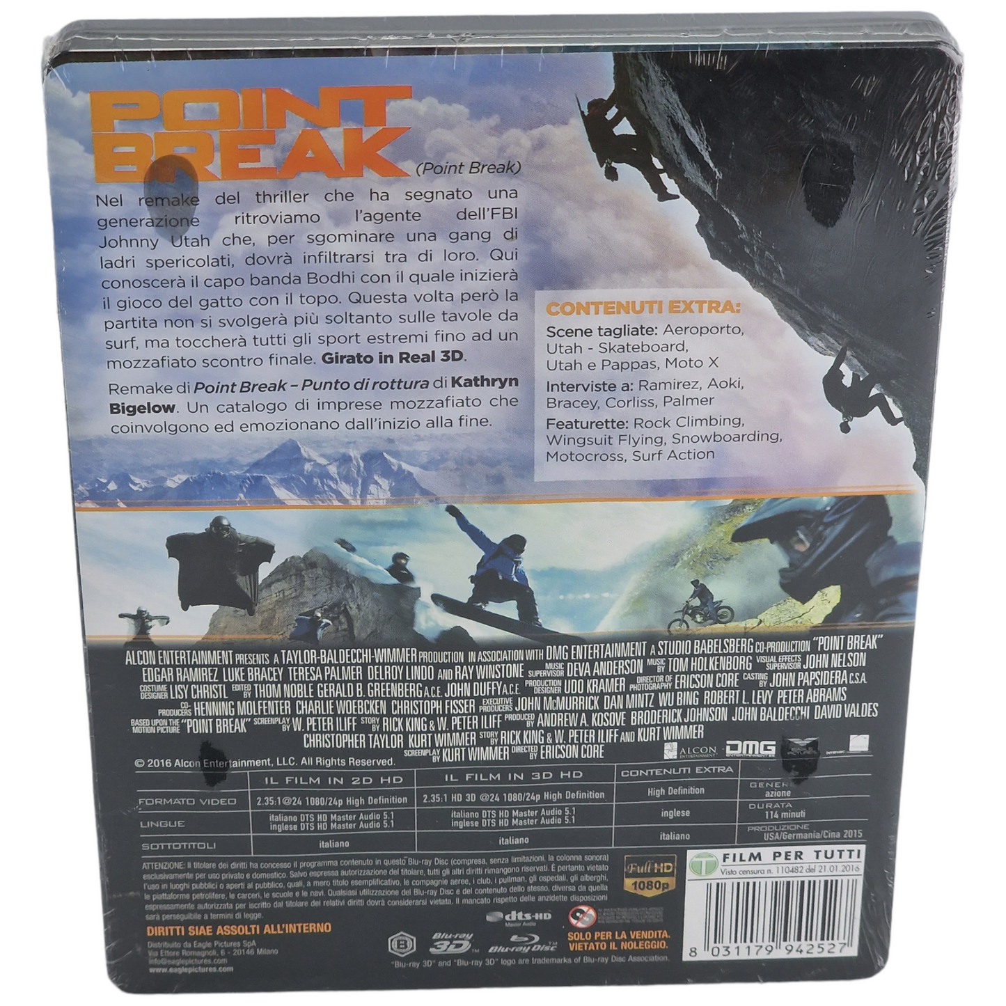 Point Break 2015  Blu-ray  3D + Blu-ray  SteelBook  Ericson  Core 2016 Region B