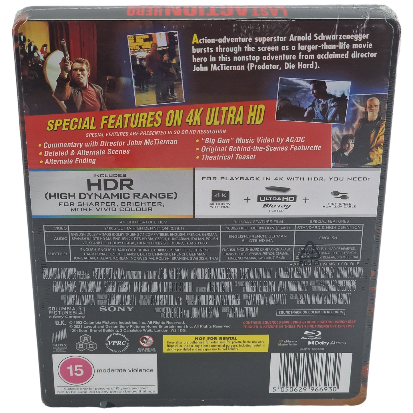 Last Action Hero 4K Ultra HD + Blu-ray Steelbook  Schwarzenegger Zavvi   Zone B