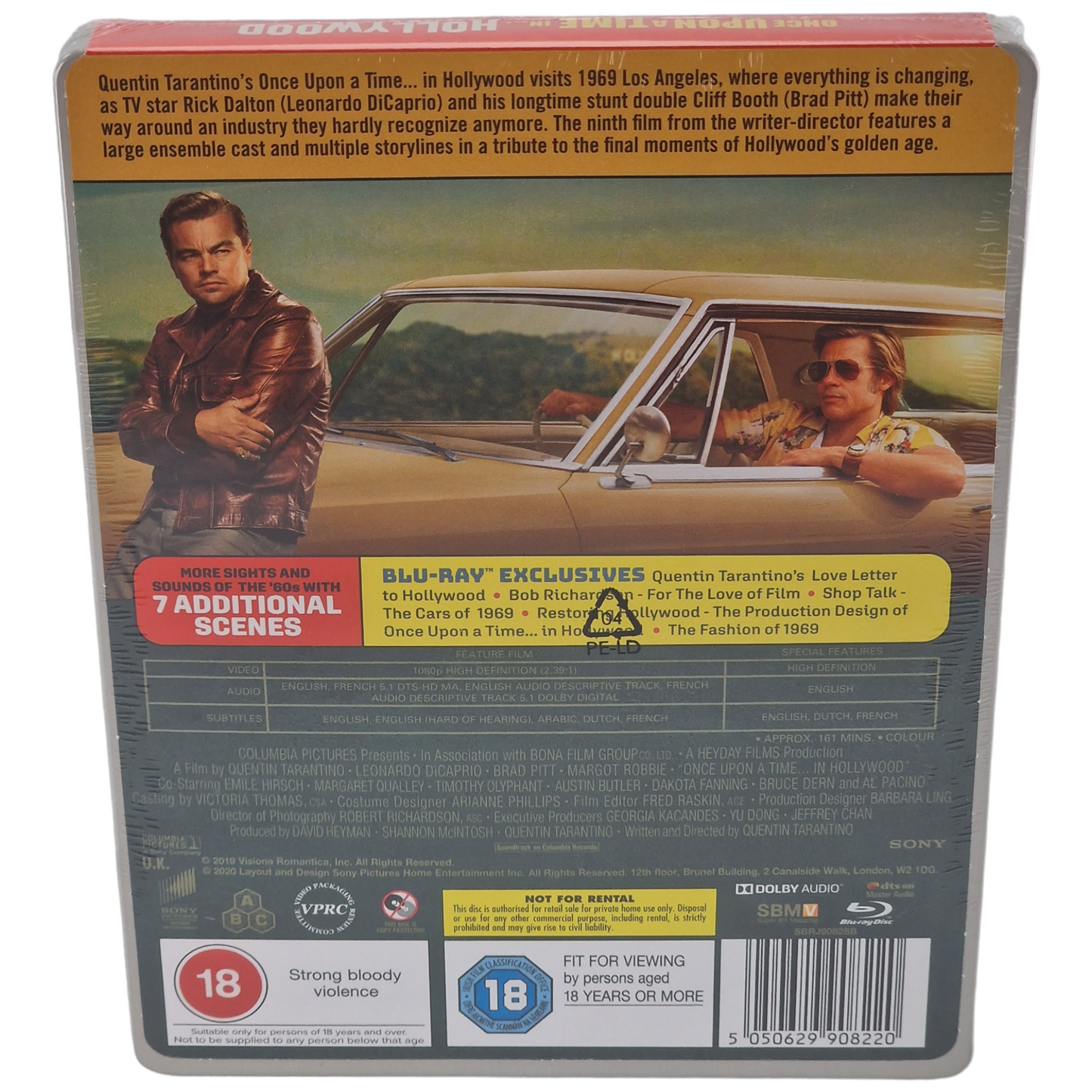 Once Upon a Time in Hollywood Blu-ray Steelbook Zavvi DiCaprio,Brad Pitt[-18] B