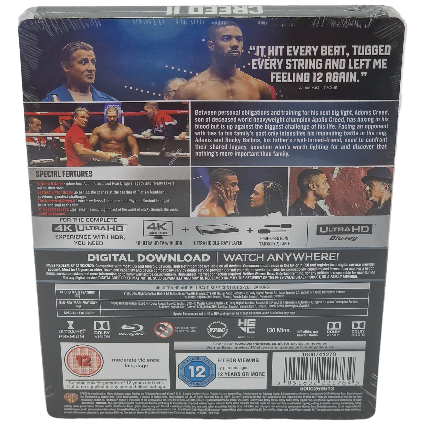 Creed II  4K Ultra HD + Blu-ray SteelBook Édition Limitée Zavvi 2019 Region B