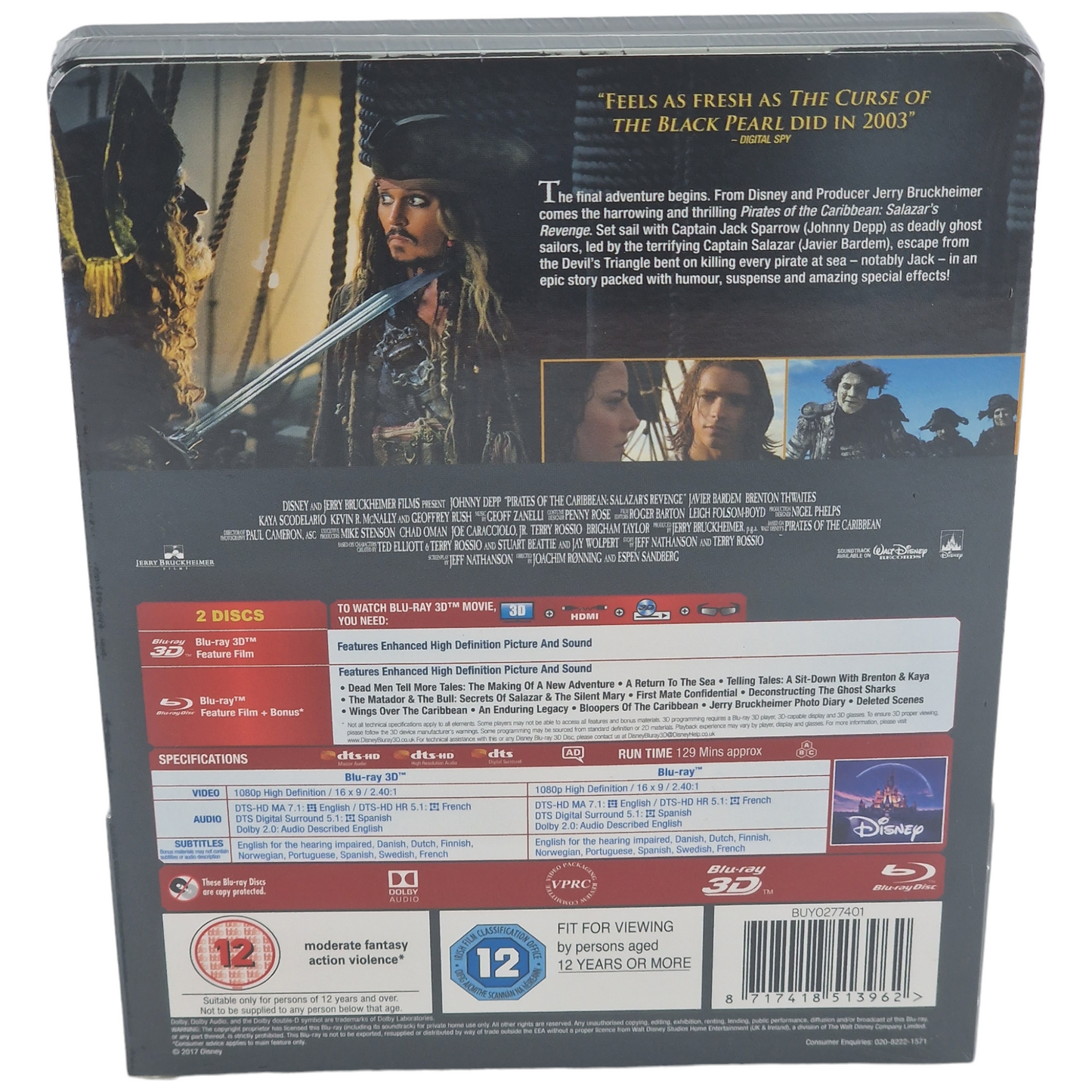 Pirates des Caraïbes Blu-ray 3D + 2D SteelBook:La Vengeance Salazar Zavvi Libre