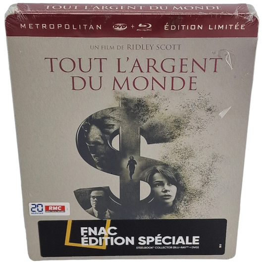 Tout l'argent du monde Blu-ray + DVD Steelbook Limitée Ridley Scott 2018 Zone B